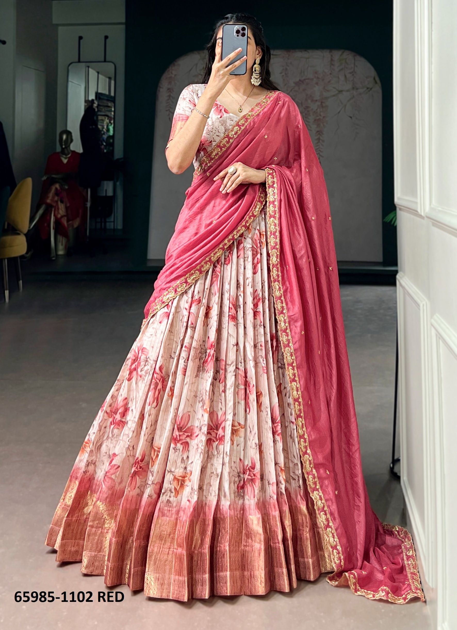 SERIES 1102 - Catalog # 65985 (Set of 4 Semi-Stitched Lehengas)