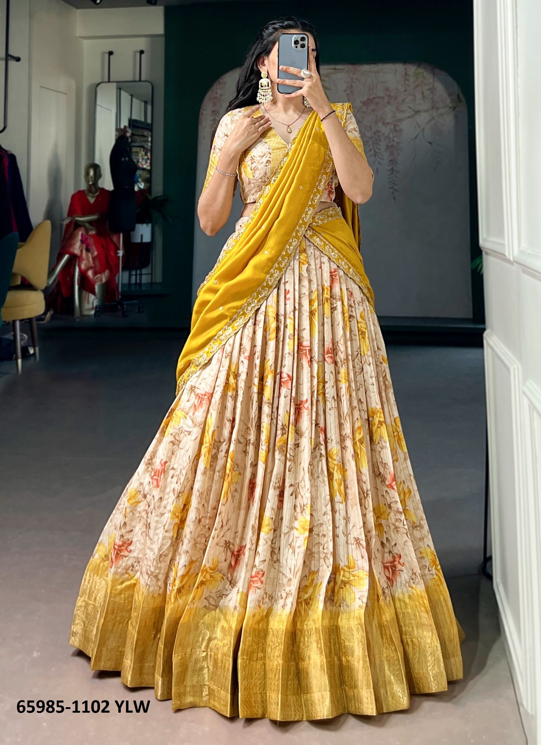 SERIES 1102 - Catalog # 65985 (Set of 4 Semi-Stitched Lehengas)