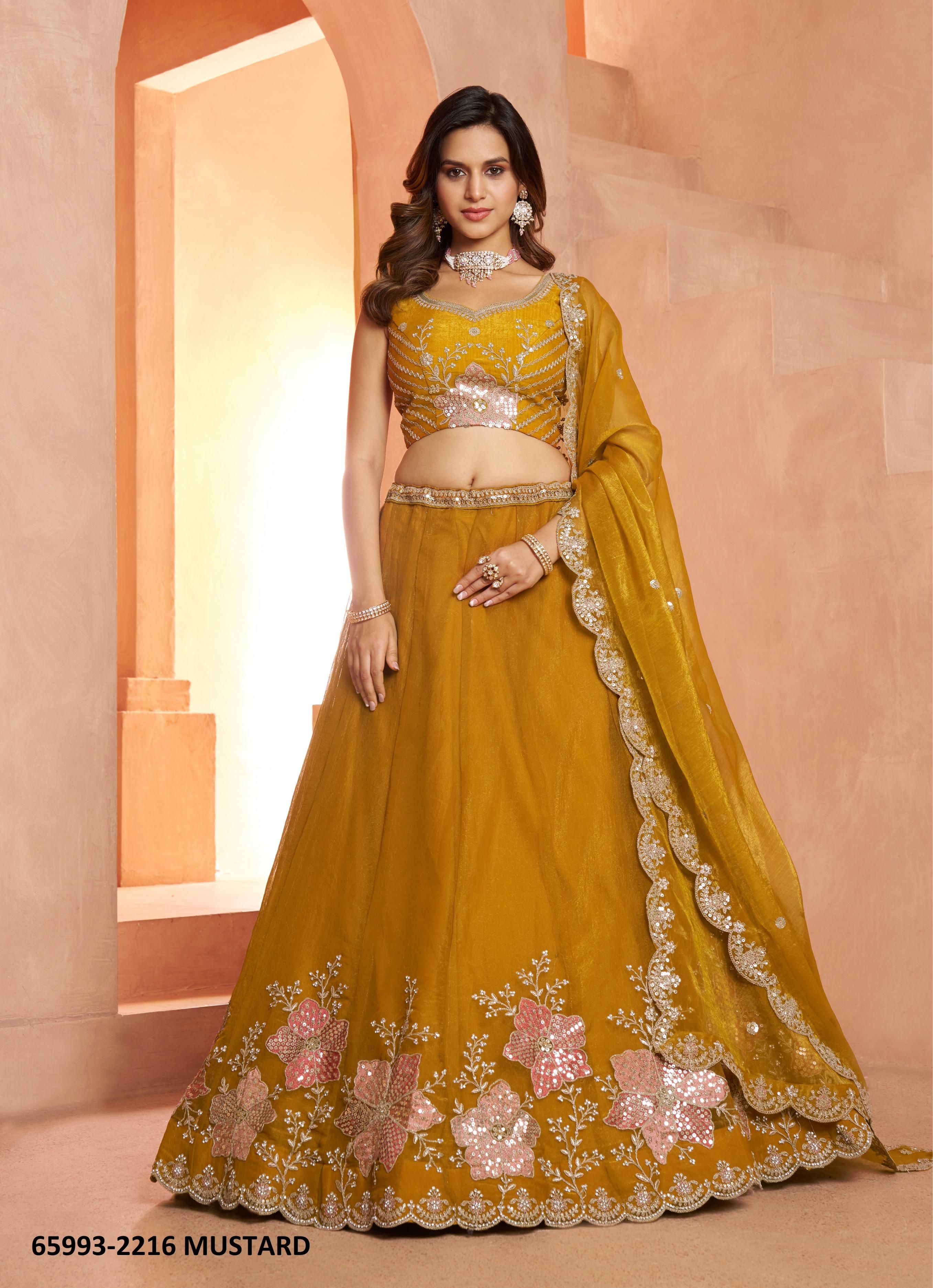 SERIES 2216 - Catalog # 65993 (Set of 3 Semi-Stitched Lehengas)