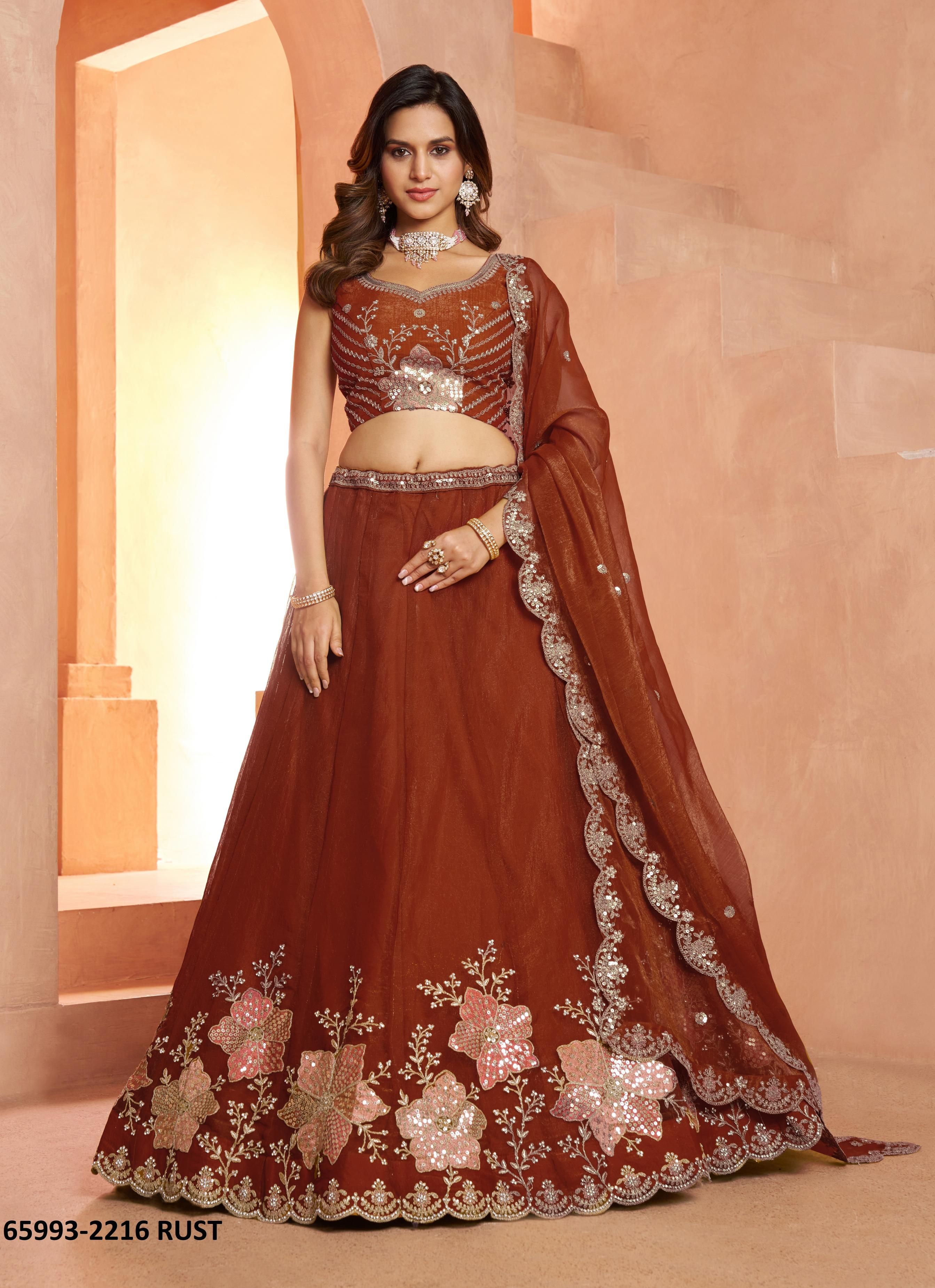 SERIES 2216 - Catalog # 65993 (Set of 3 Semi-Stitched Lehengas)