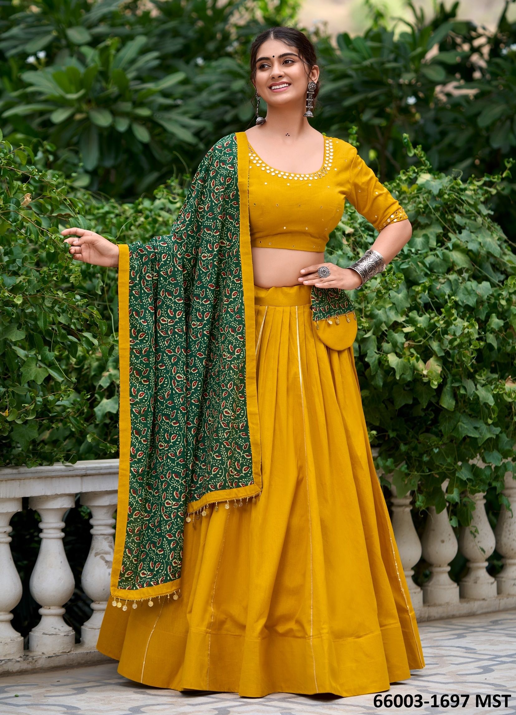 CHAITHRA 1697 - Catalog # 66003 (Set of 2 Semi-Stitched Lehengas)