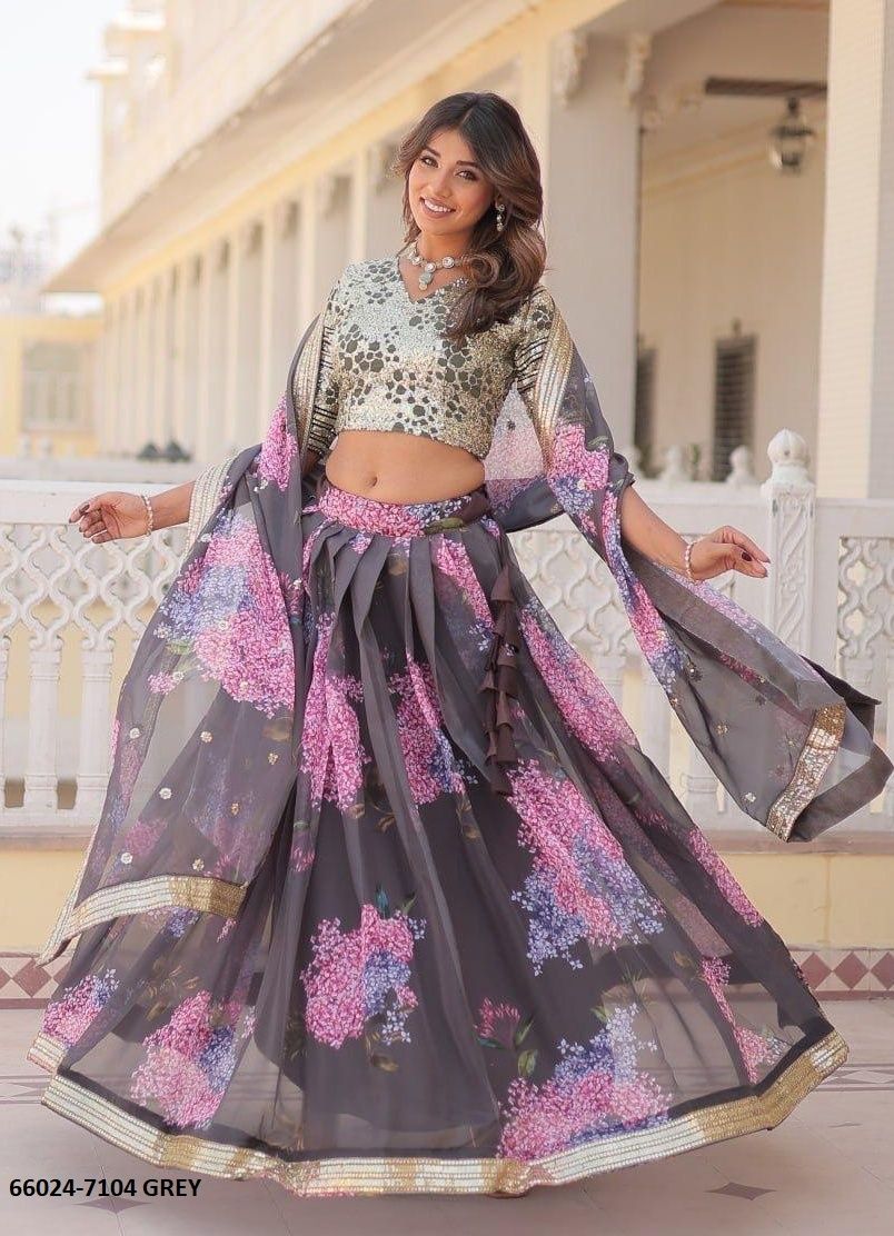 SERIES 7104 - Catalog # 66024 (Set of 2 Semi-Stitched Lehengas) SERIES 7104 - Catalog # 66024 (Set of 2 Semi-Stitched Lehengas)