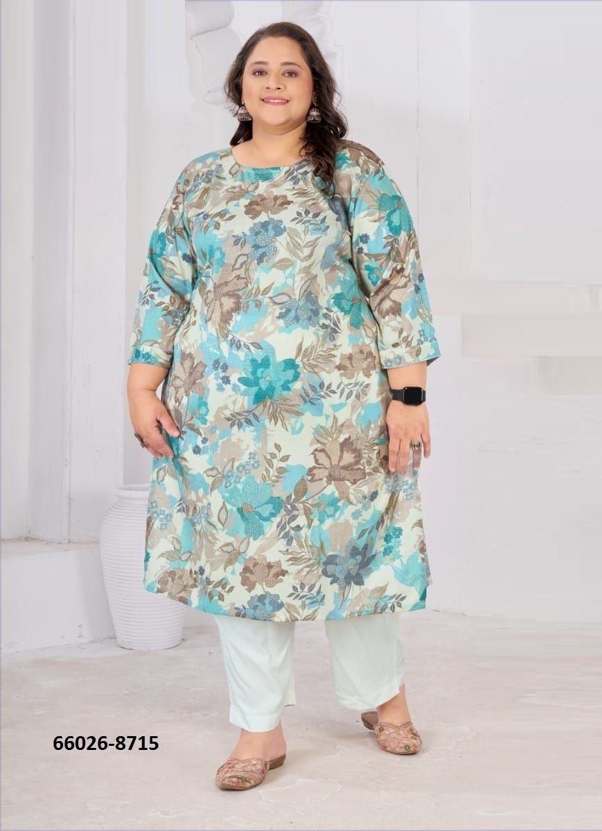 PLUS SIZE NITYA 1 - Catalog # 66026 (Set of 3 Readymade Women's Kurtis / Tops)