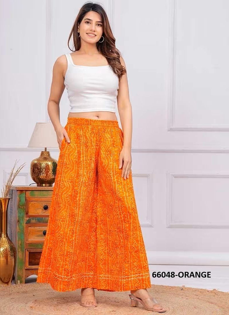RAYON BANDHANI PALAZZO - Catalog # 66048 (Set of 4 Only Bottoms) RAYON BANDHANI PALAZZO - Catalog # 66048 (Set of 4 Only Bottoms)
