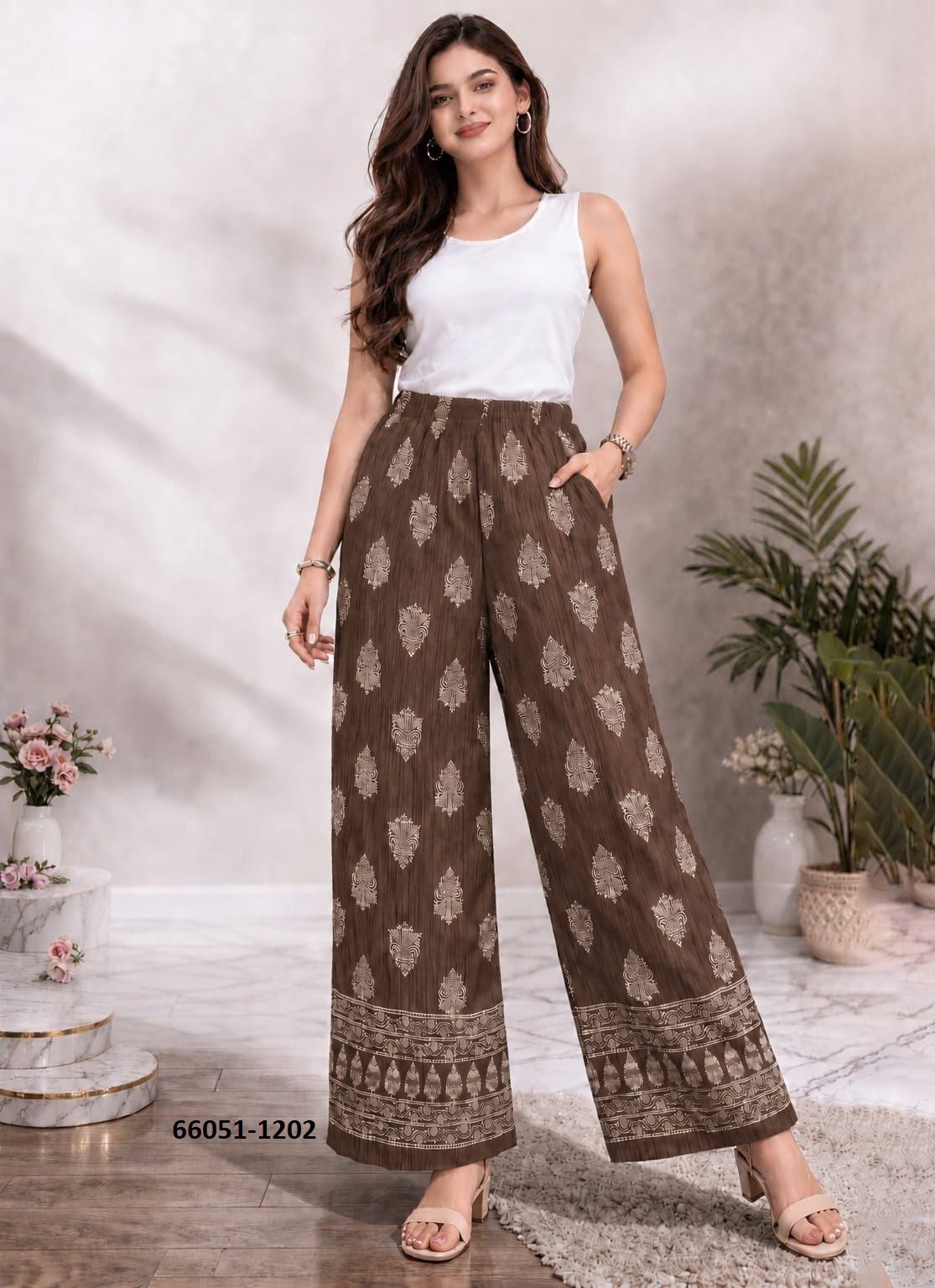 PRINTED PLEATED PALAZZO - Catalog # 66051 (Set of 6 Only Bottoms) PRINTED PLEATED PALAZZO - Catalog # 66051 (Set of 6 Only Bottoms)