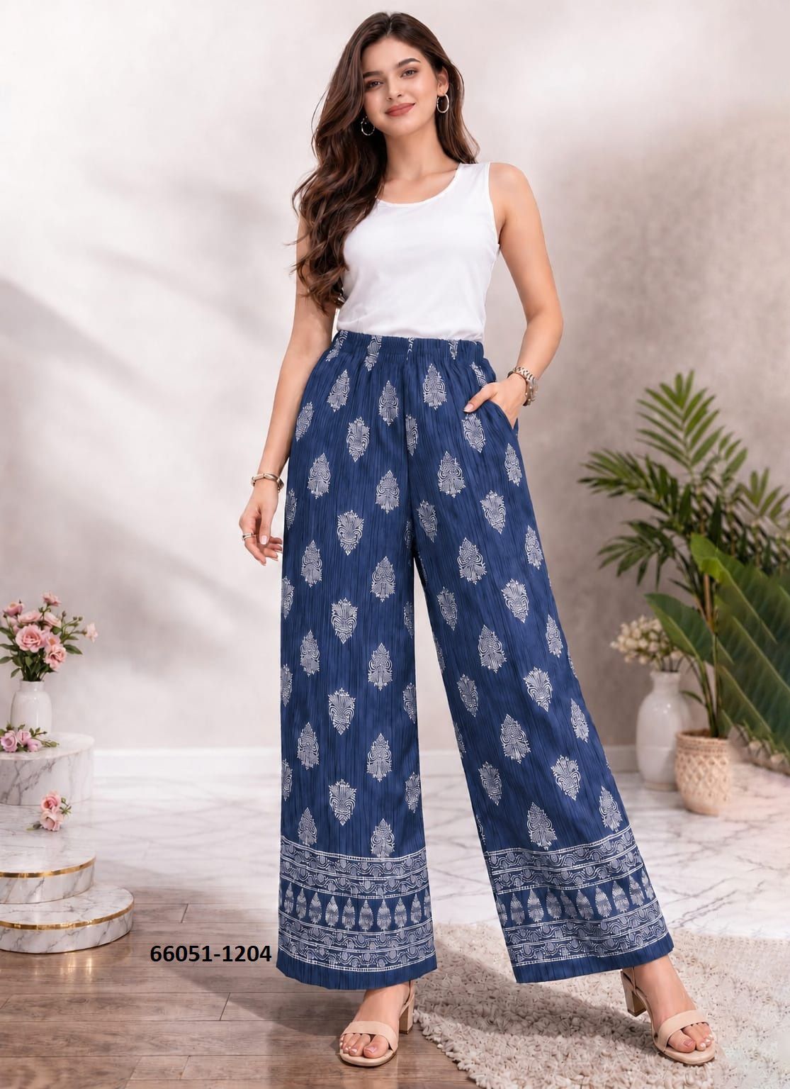 PRINTED PLEATED PALAZZO - Catalog # 66051 (Set of 6 Only Bottoms) PRINTED PLEATED PALAZZO - Catalog # 66051 (Set of 6 Only Bottoms)