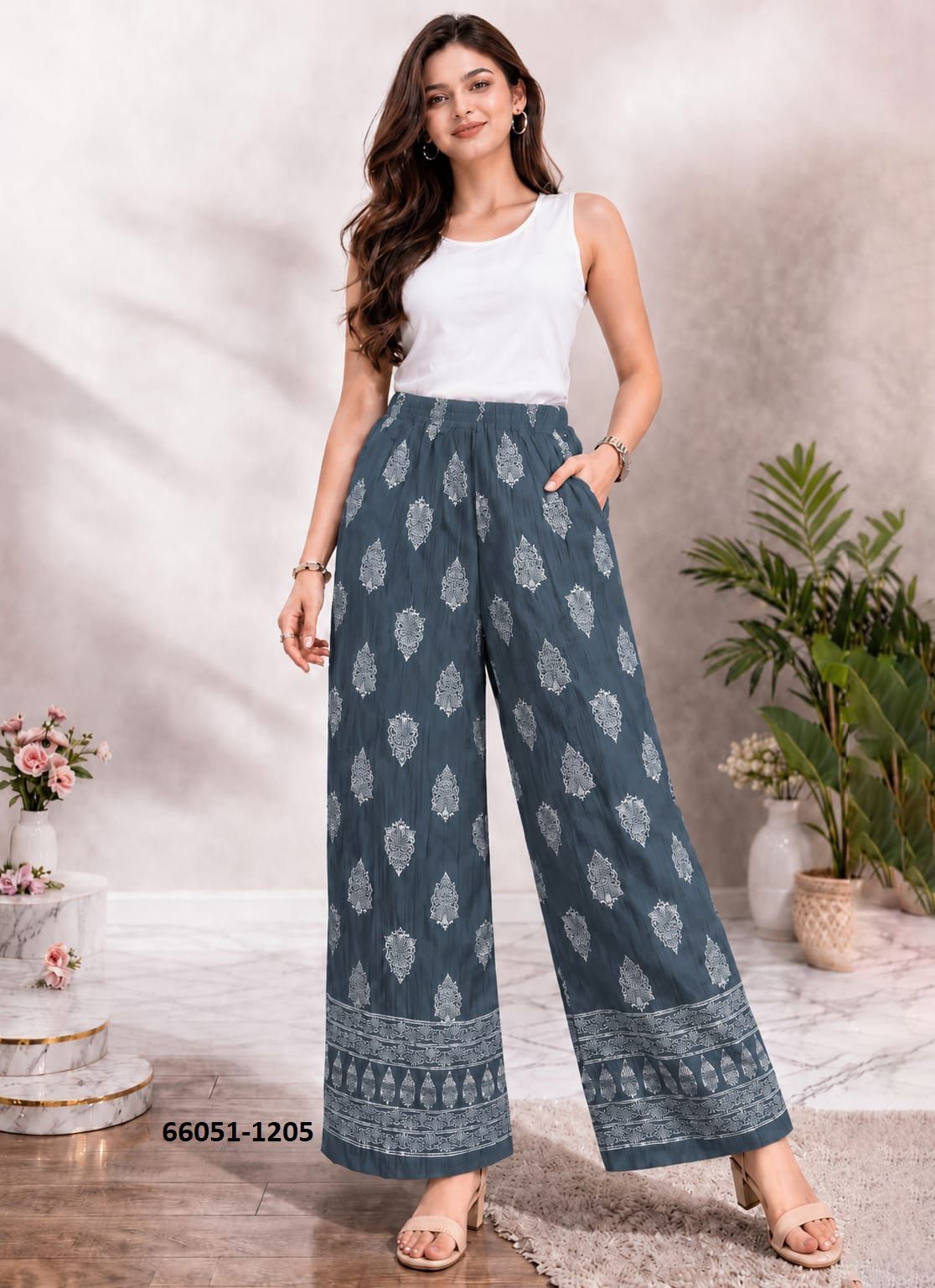 PRINTED PLEATED PALAZZO - Catalog # 66051 (Set of 6 Only Bottoms) PRINTED PLEATED PALAZZO - Catalog # 66051 (Set of 6 Only Bottoms)