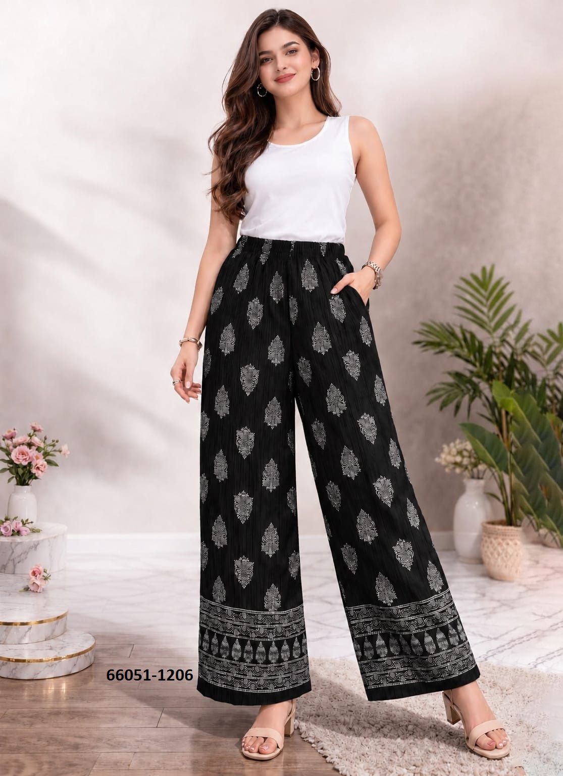 PRINTED PLEATED PALAZZO - Catalog # 66051 (Set of 6 Only Bottoms) PRINTED PLEATED PALAZZO - Catalog # 66051 (Set of 6 Only Bottoms)