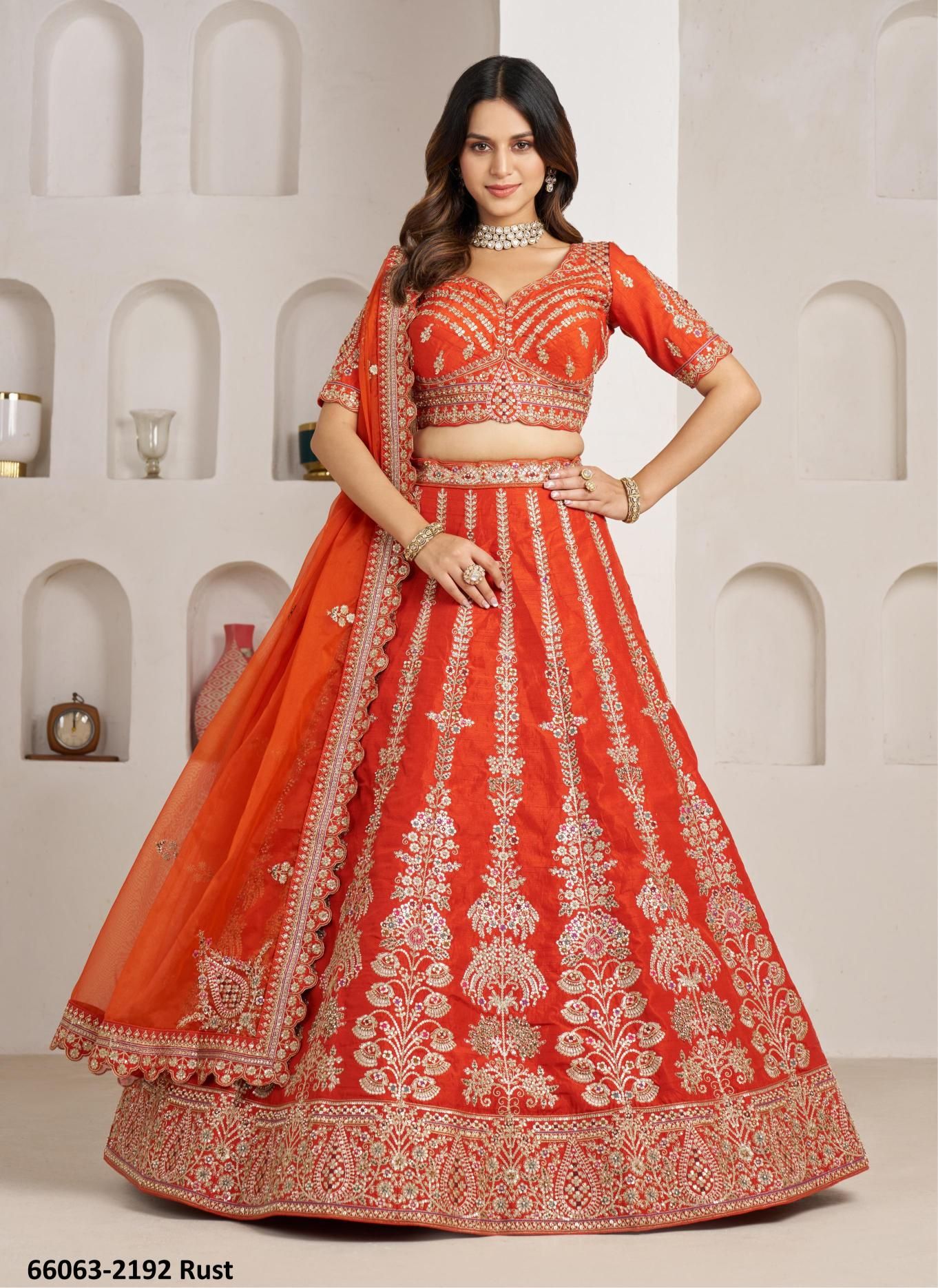 SERIES 2192 - Catalog # 66063 (Set of 3 Semi-Stitched Lehengas)