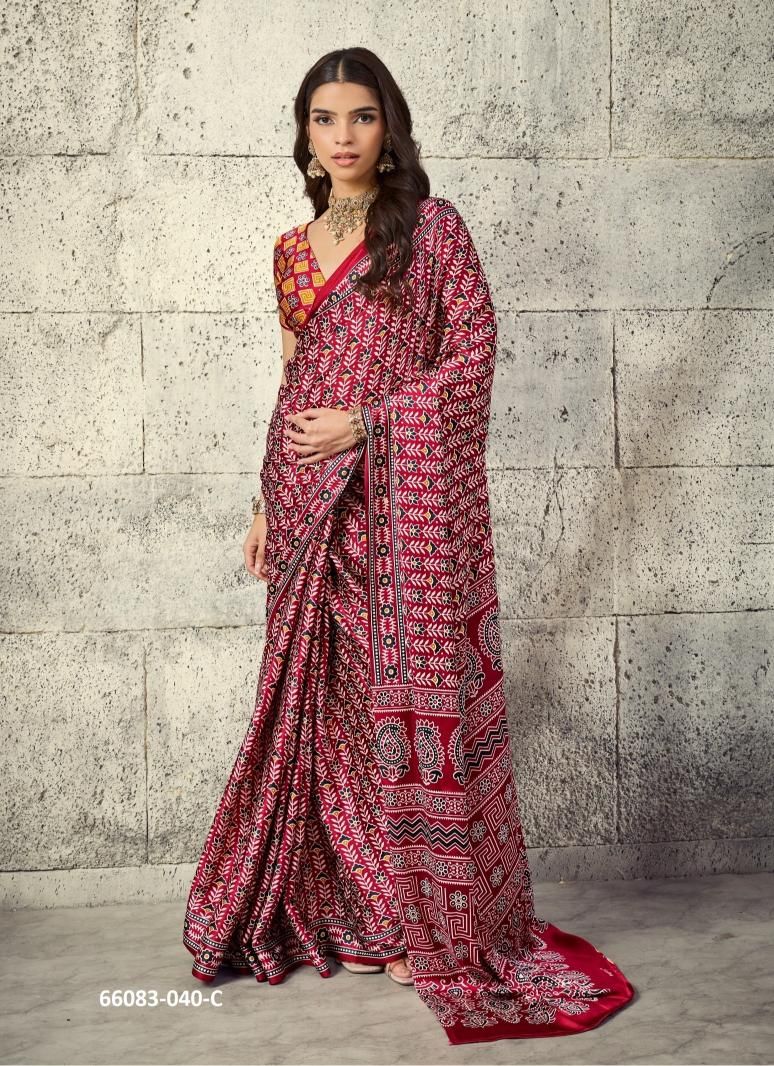 PURE AJRAKH 40 - Catalog # 66083 (Set of 6 Sarees) PURE AJRAKH 40 - Catalog # 66083 (Set of 6 Sarees)