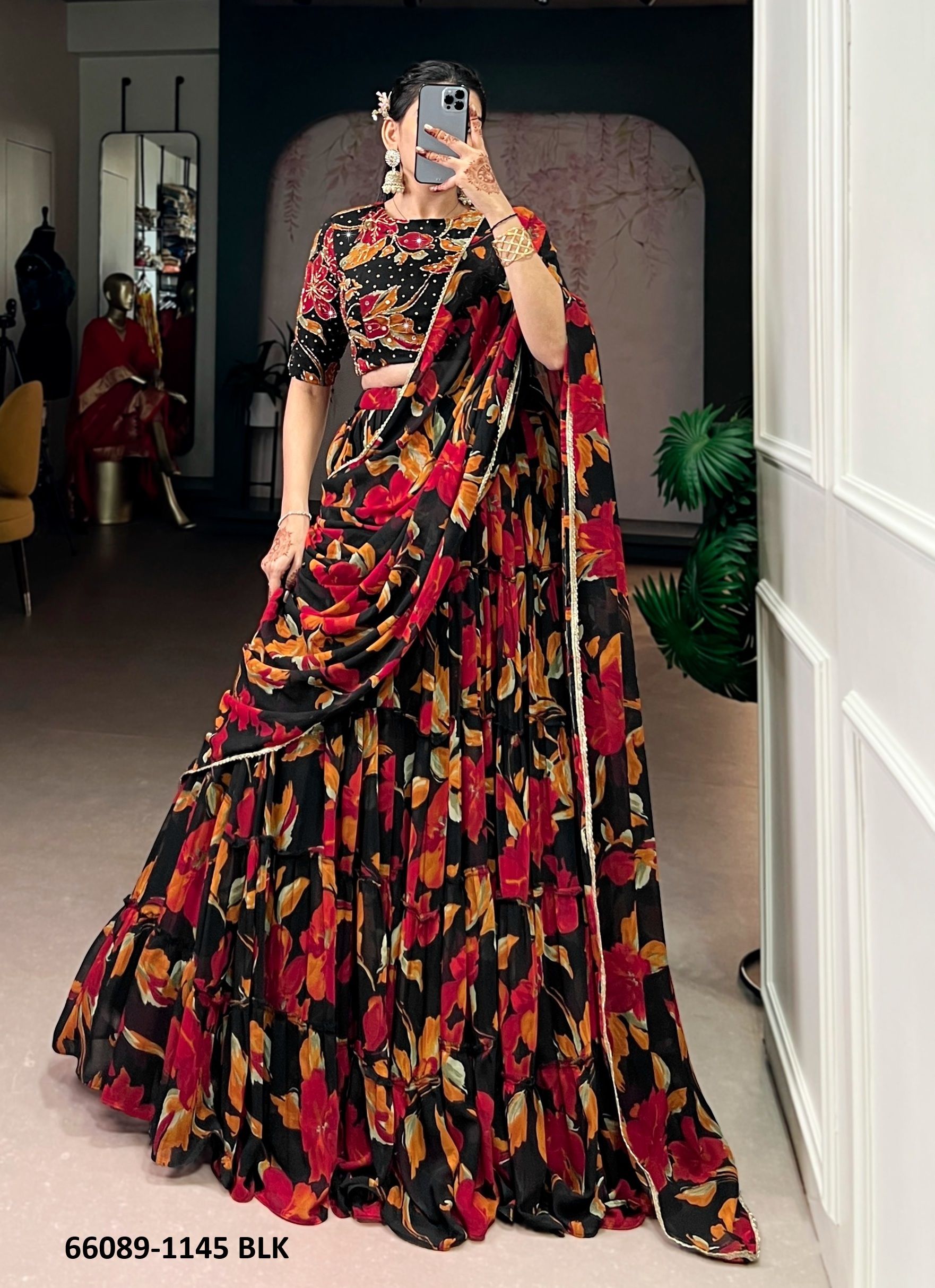 SERIES 1145 - Catalog # 66089 (Set of 5 Semi-Stitched Lehengas) SERIES 1145 - Catalog # 66089 (Set of 5 Semi-Stitched Lehengas)