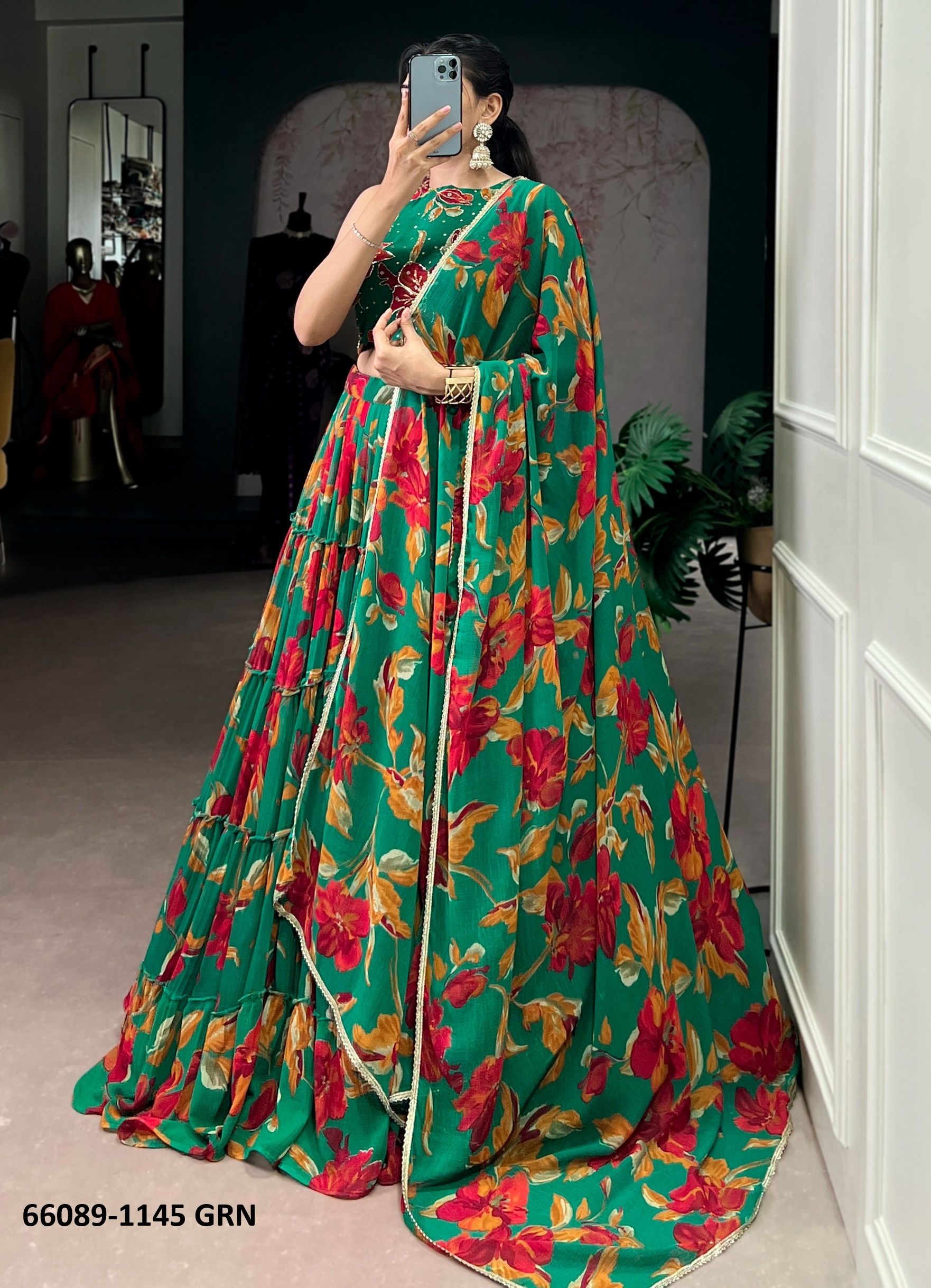 SERIES 1145 - Catalog # 66089 (Set of 5 Semi-Stitched Lehengas) SERIES 1145 - Catalog # 66089 (Set of 5 Semi-Stitched Lehengas)