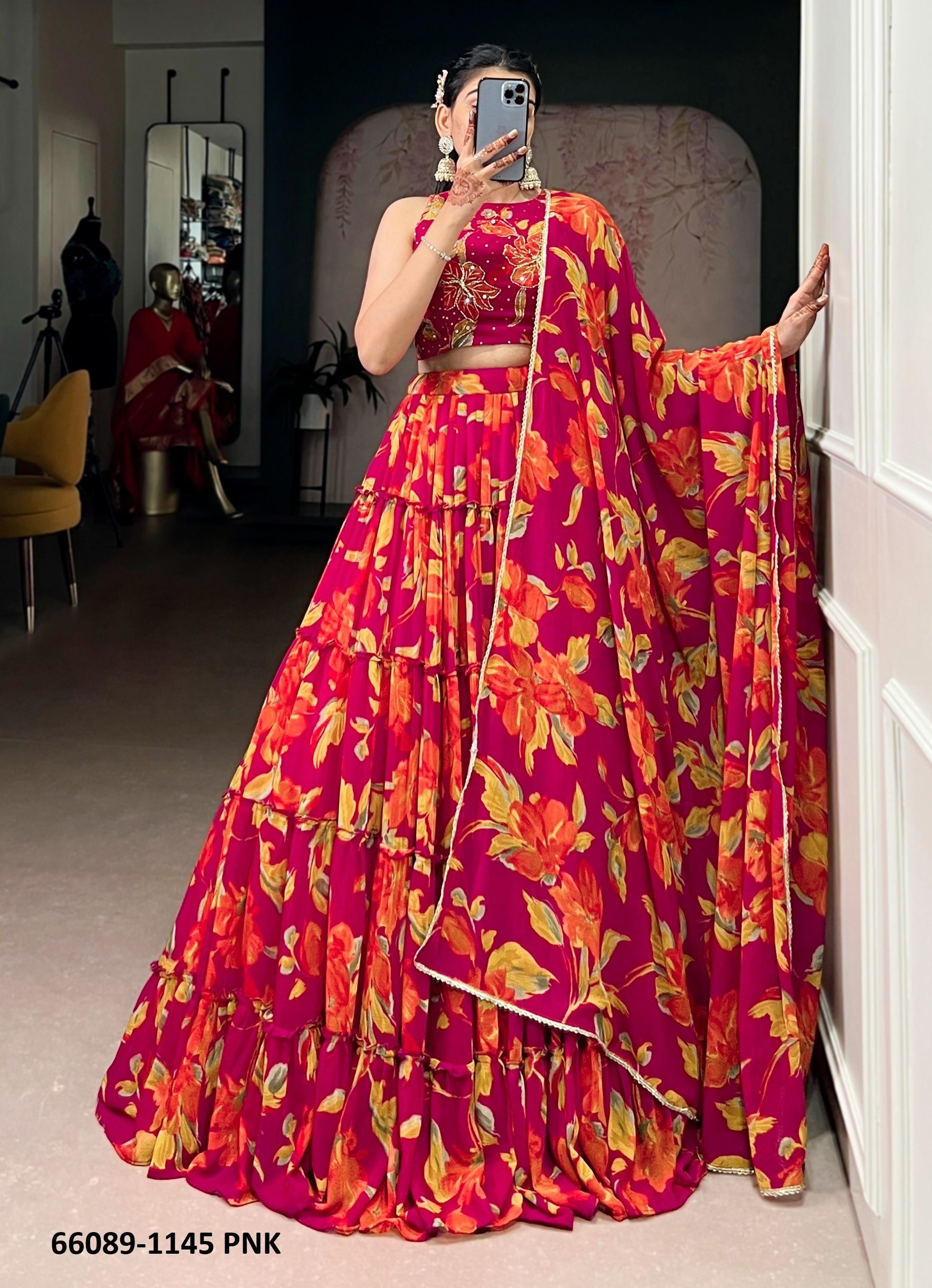 SERIES 1145 - Catalog # 66089 (Set of 5 Semi-Stitched Lehengas) SERIES 1145 - Catalog # 66089 (Set of 5 Semi-Stitched Lehengas)