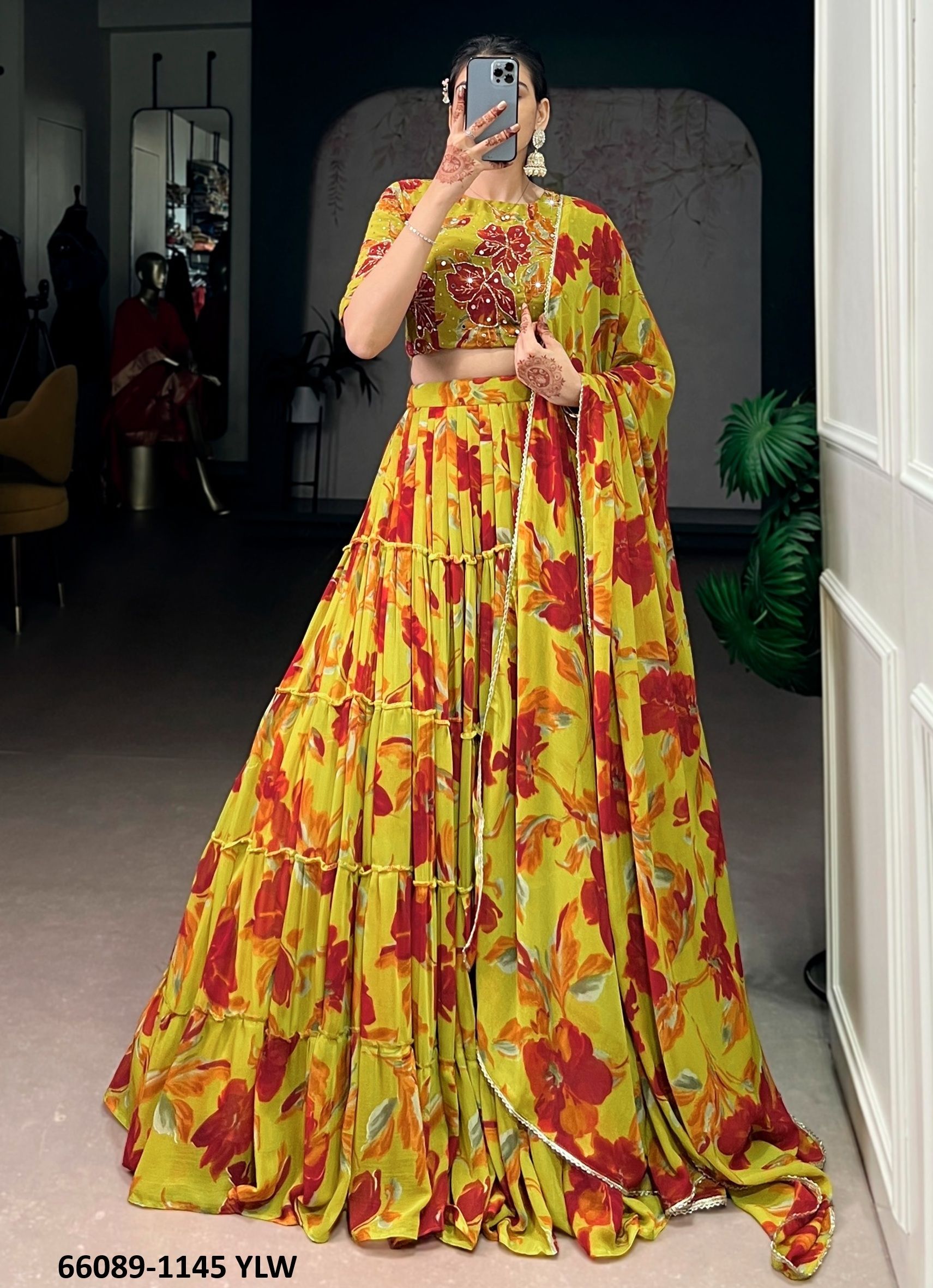 SERIES 1145 - Catalog # 66089 (Set of 5 Semi-Stitched Lehengas) SERIES 1145 - Catalog # 66089 (Set of 5 Semi-Stitched Lehengas)