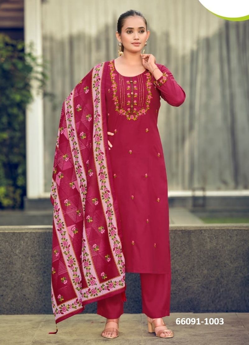 BAWREE - Catalog # 66091 (Set of 6 Readymade Salwar Suits)