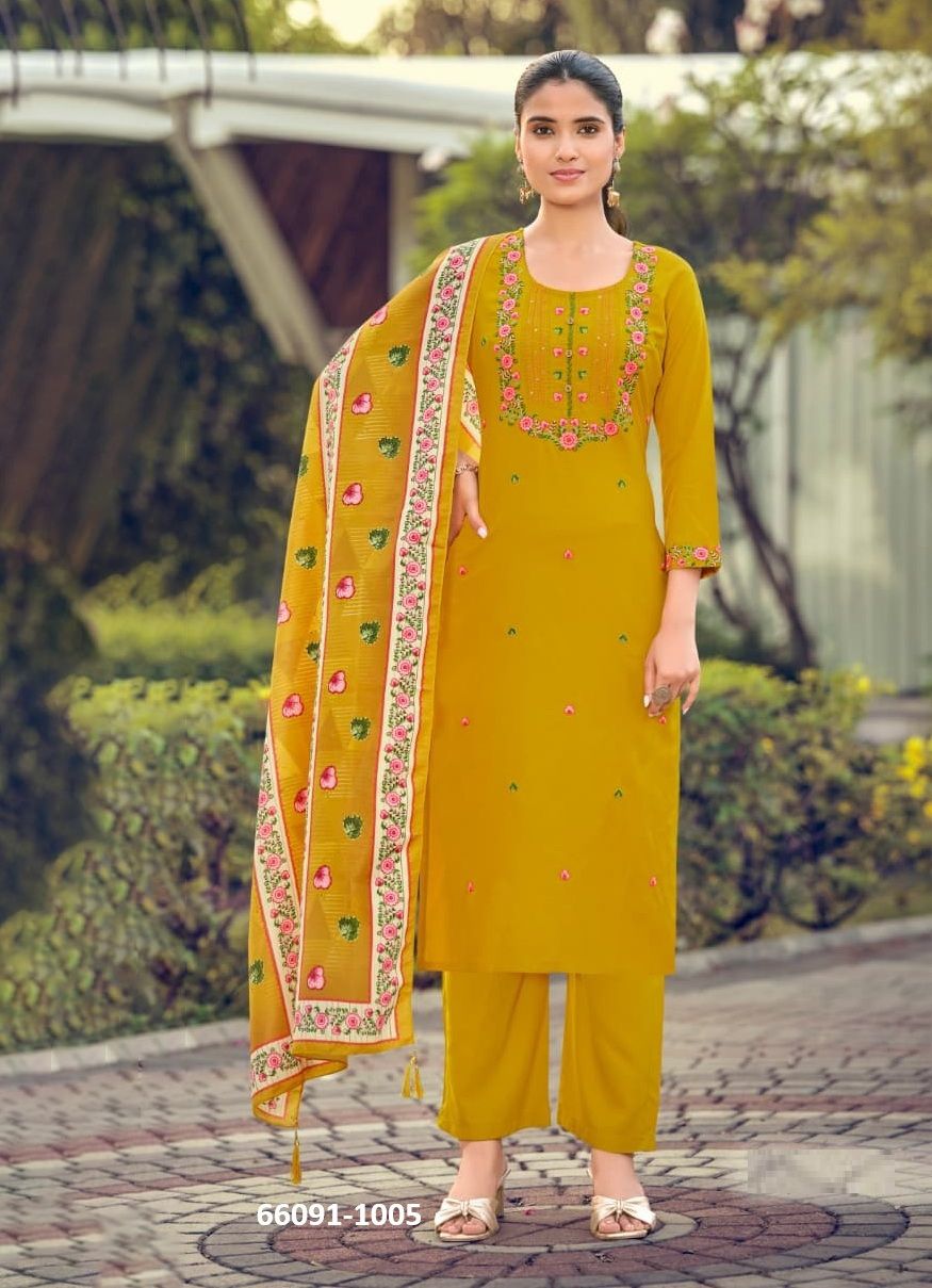 BAWREE - Catalog # 66091 (Set of 6 Readymade Salwar Suits)