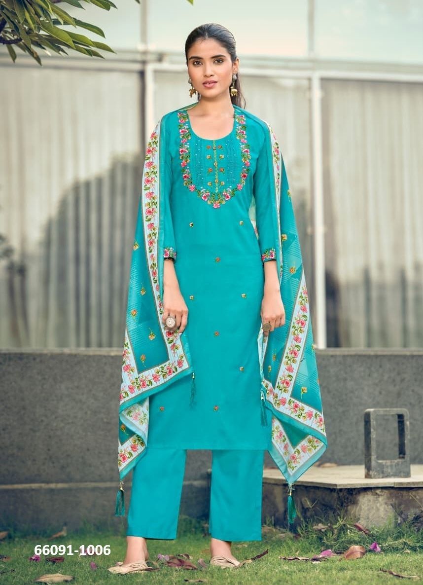BAWREE - Catalog # 66091 (Set of 6 Readymade Salwar Suits)