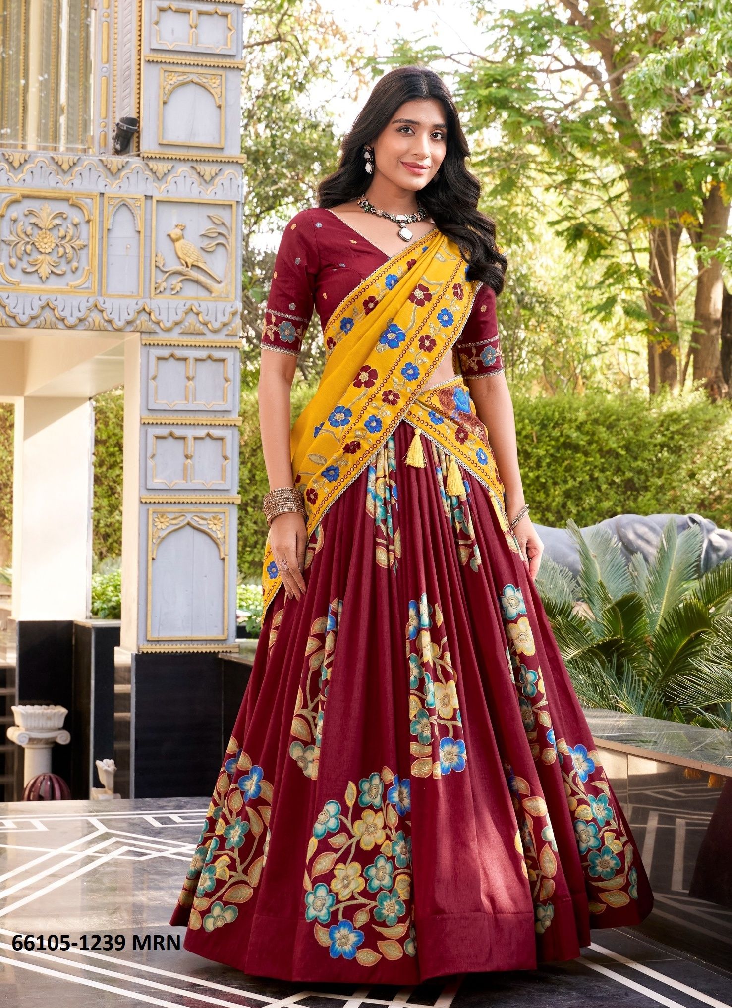 SERIES 1239 - Catalog # 66105 (Set of 3 Semi-Stitched Lehengas)
