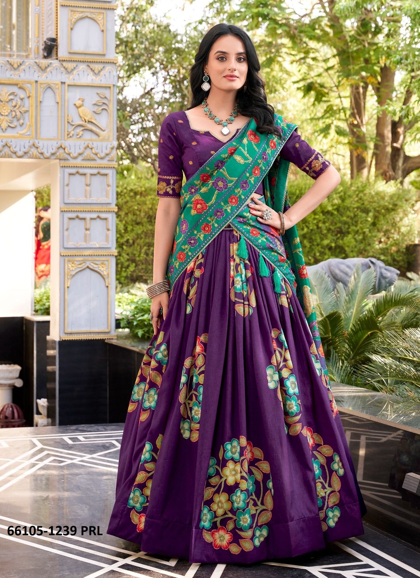 SERIES 1239 - Catalog # 66105 (Set of 3 Semi-Stitched Lehengas)