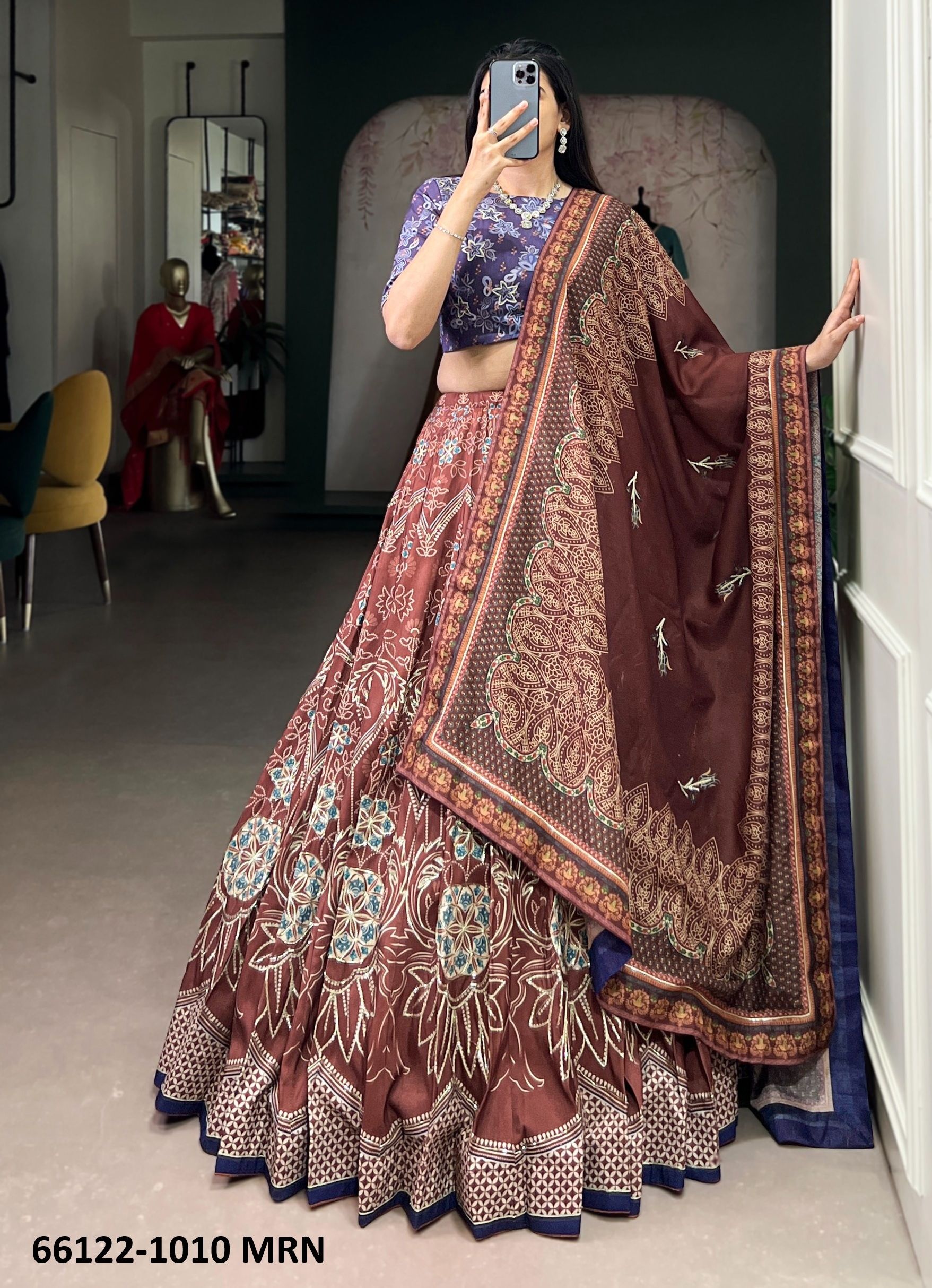 ZYANA 1010 - Catalog # 66122 (Set of 3 Semi-Stitched Lehengas)