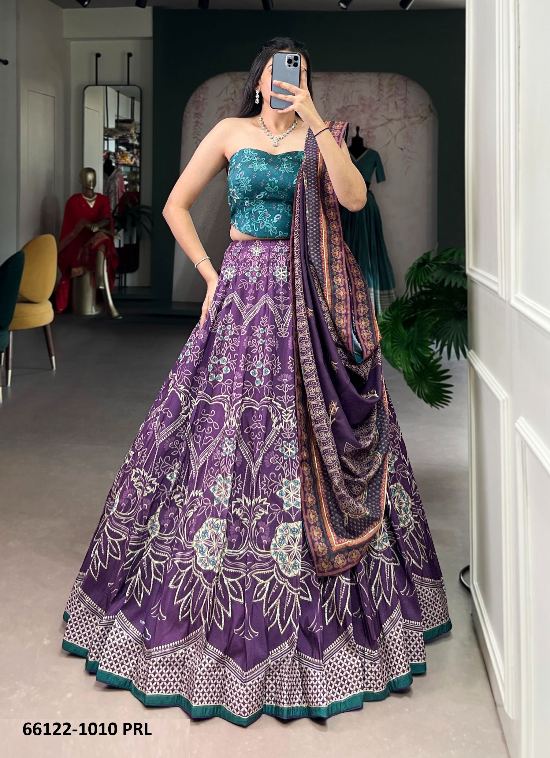 ZYANA 1010 - Catalog # 66122 (Set of 3 Semi-Stitched Lehengas)