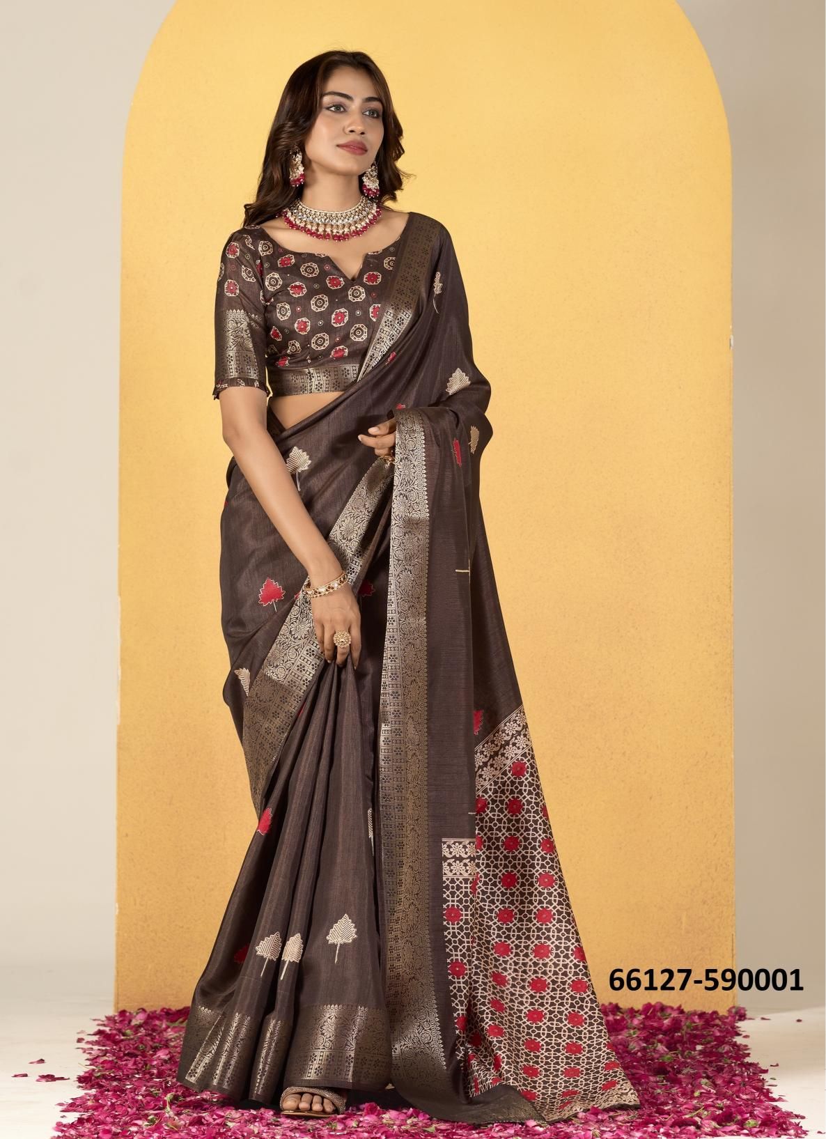 CHOCOLATE - Catalog # 66127 (Set of 6 Sarees) CHOCOLATE - Catalog # 66127 (Set of 6 Sarees)