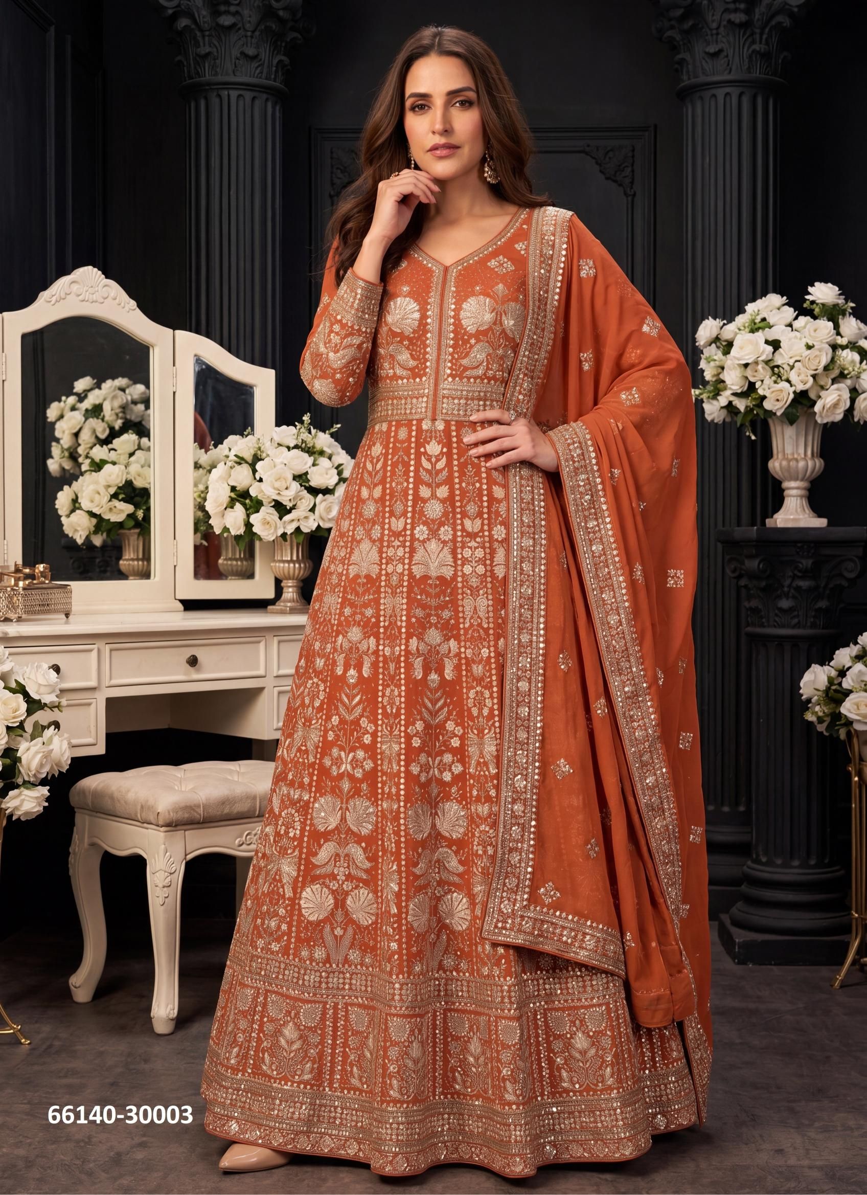 AAHIRA - Catalog # 66140 (Set of 4 Readymade Gowns) AAHIRA - Catalog # 66140 (Set of 4 Readymade Gowns)