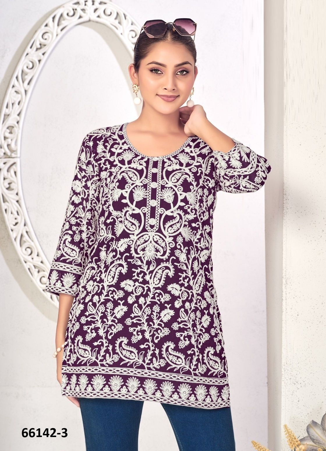 YASHIKA 2 - Catalog # 66142 (Set of 4 SIZE-SETS [Readymade Women's Kurtis / Tops])