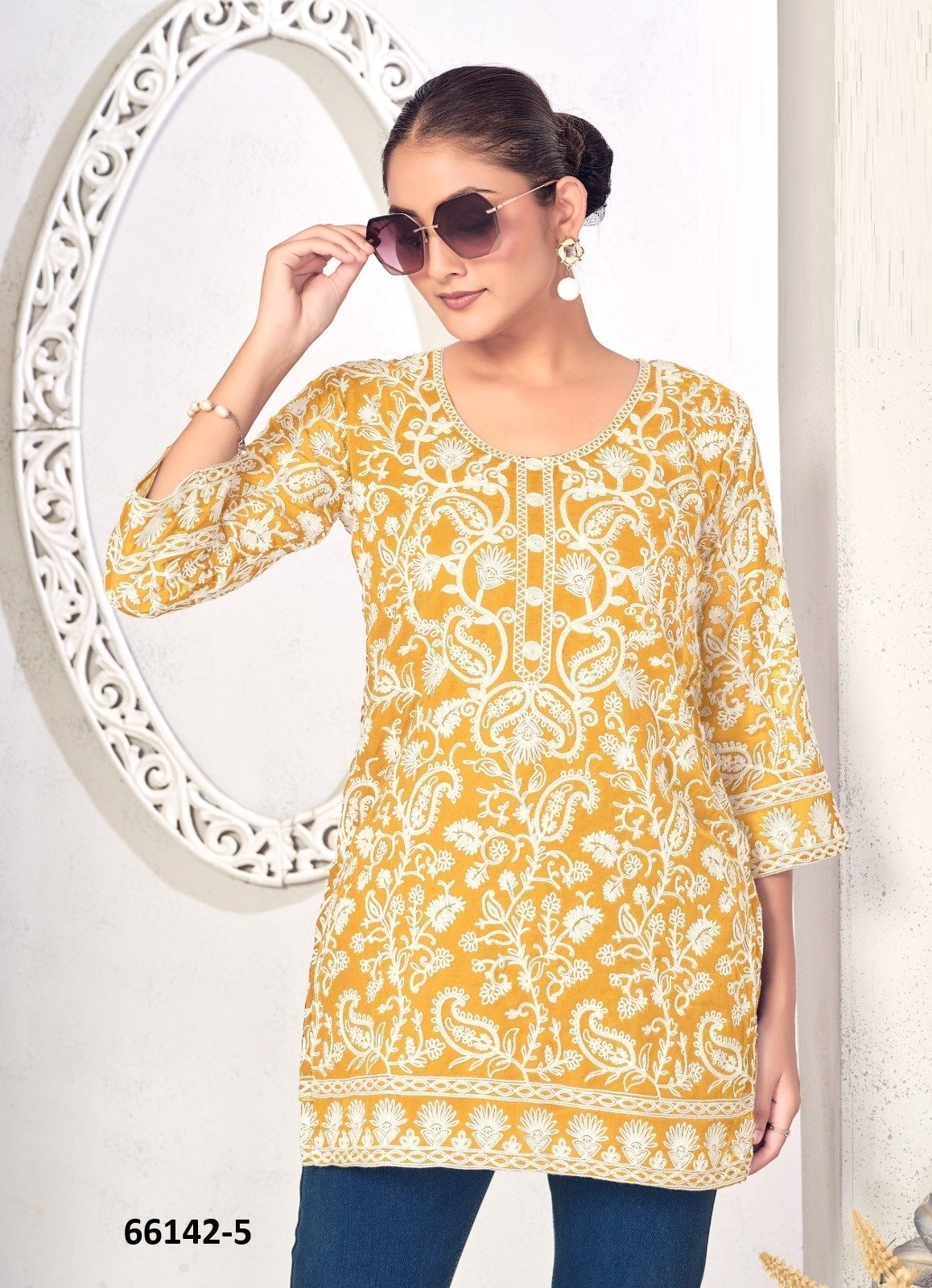 YASHIKA 2 - Catalog # 66142 (Set of 4 SIZE-SETS [Readymade Women's Kurtis / Tops])