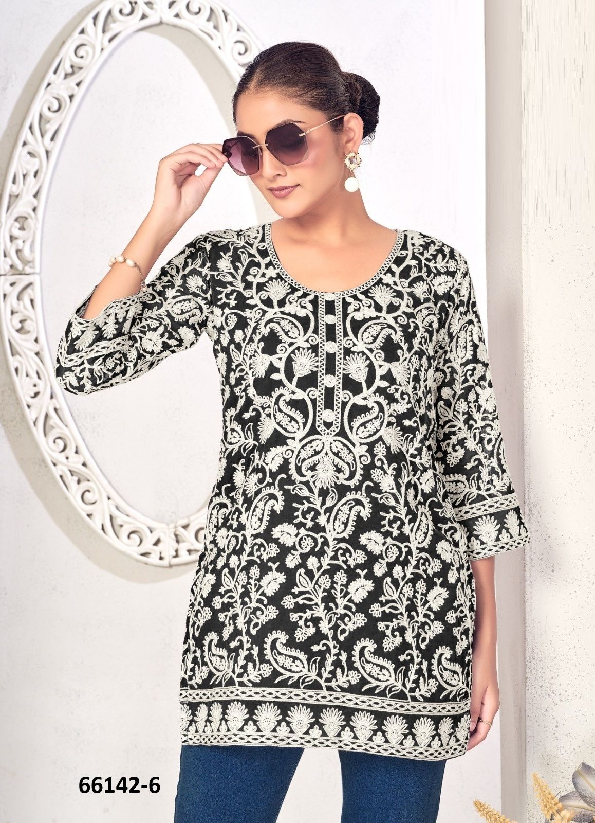 YASHIKA 2 - Catalog # 66142 (Set of 4 SIZE-SETS [Readymade Women's Kurtis / Tops])