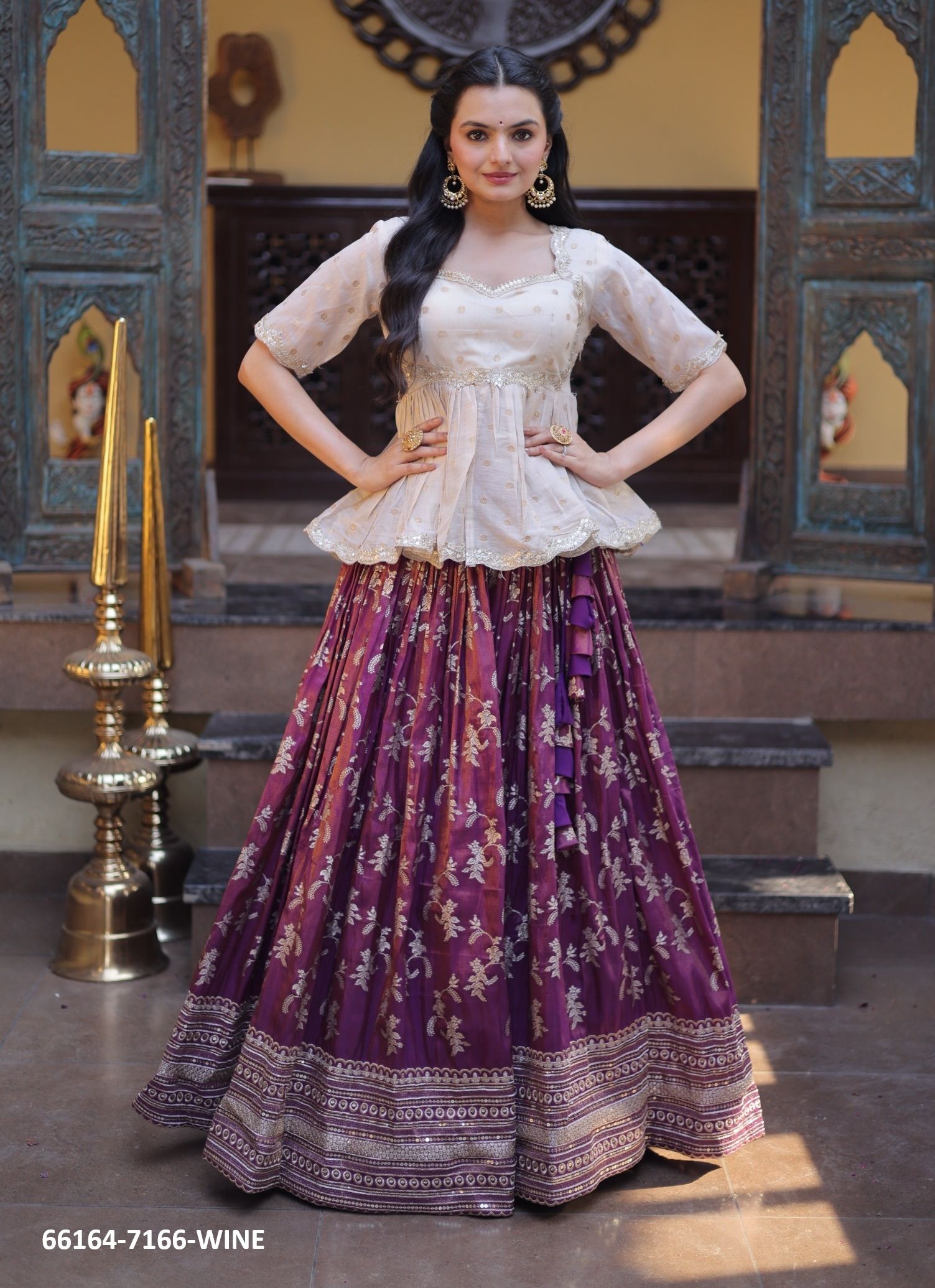 SERIES 7166 - Catalog # 66164 (Set of 2 Readymade Lehengas)