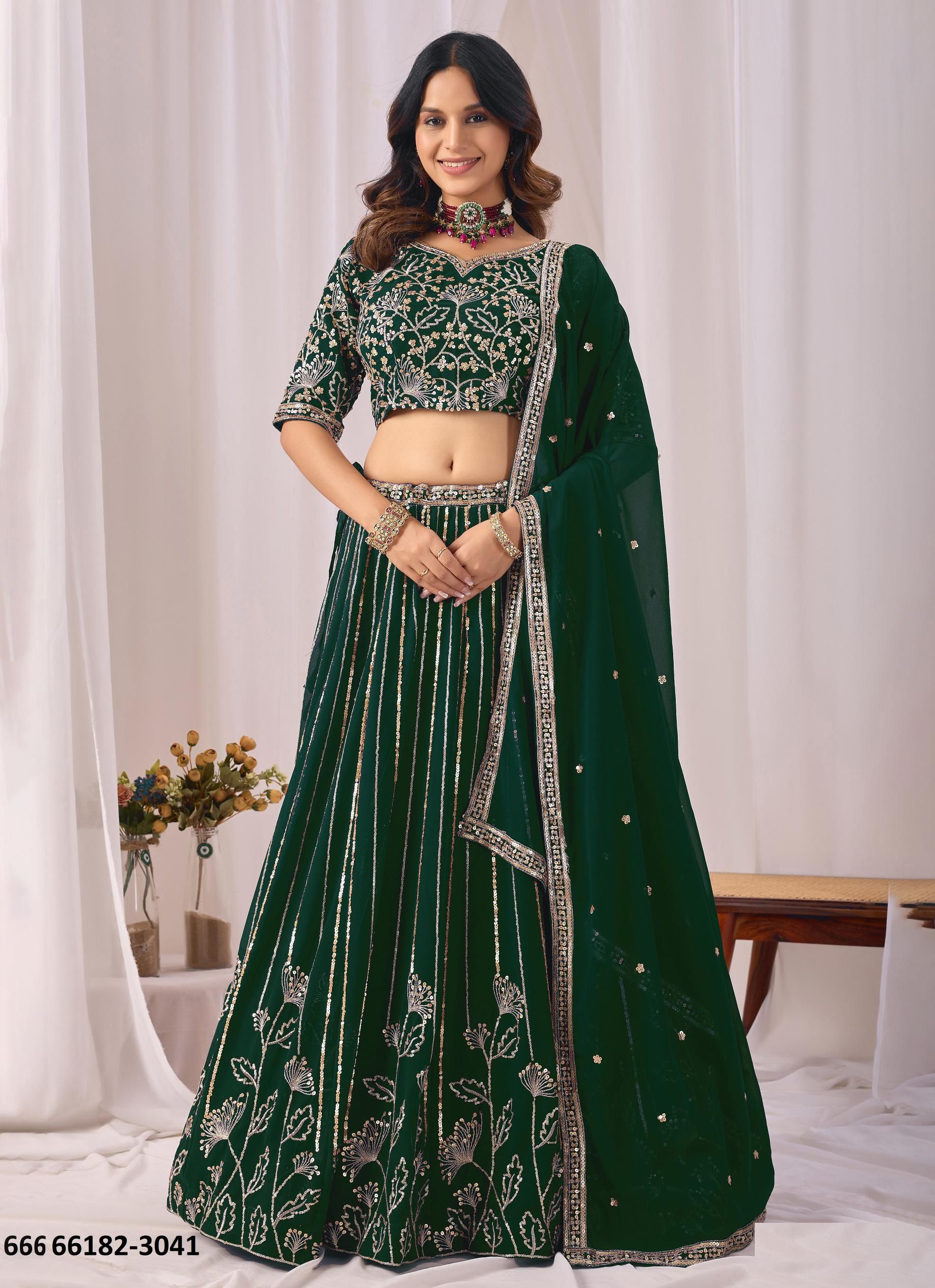 MEHVISH 34 - Catalog # 66182 (Set of 4 Semi-Stitched Lehengas) MEHVISH 34 - Catalog # 66182 (Set of 4 Semi-Stitched Lehengas)
