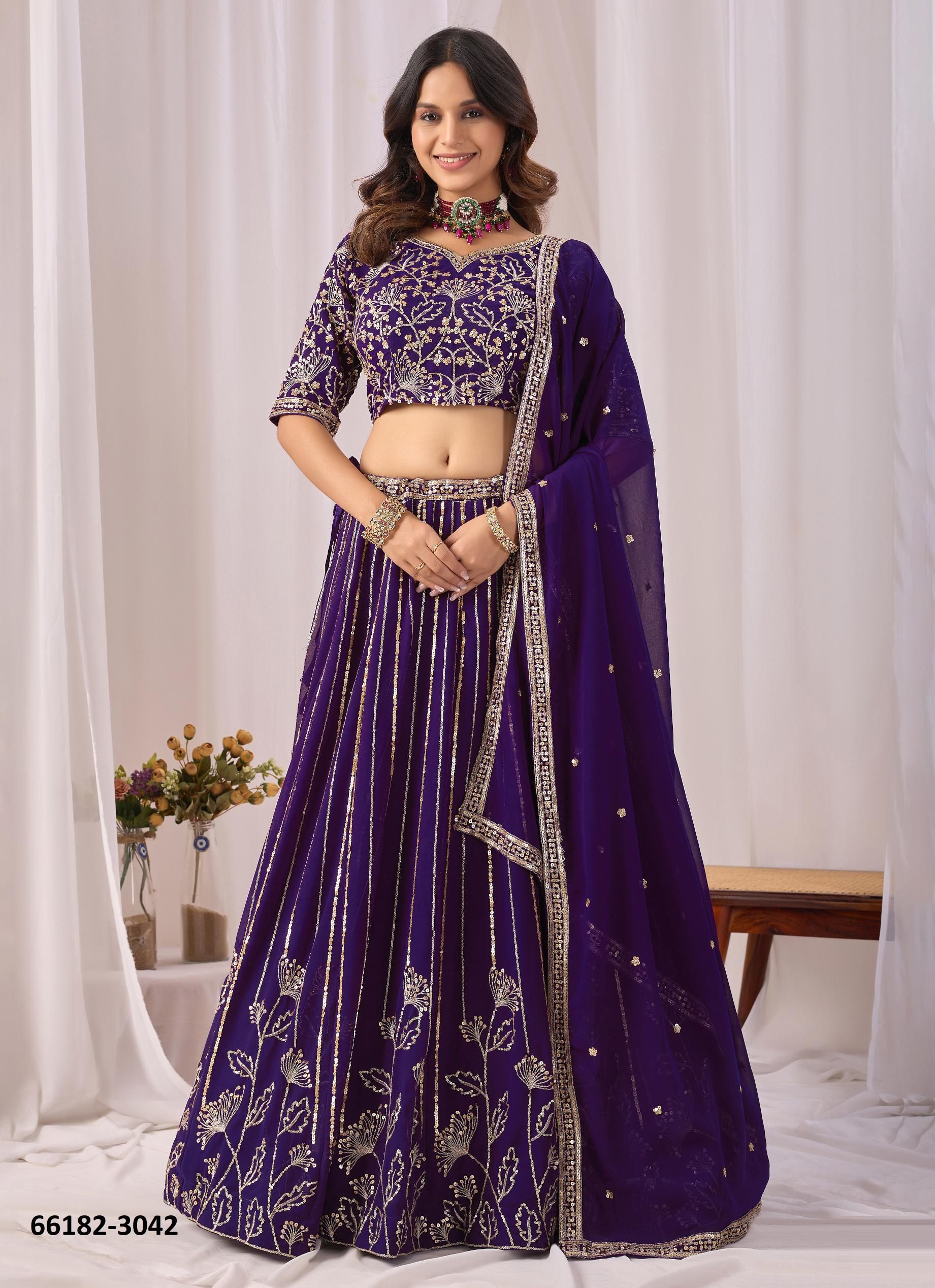 MEHVISH 34 - Catalog # 66182 (Set of 4 Semi-Stitched Lehengas) MEHVISH 34 - Catalog # 66182 (Set of 4 Semi-Stitched Lehengas)