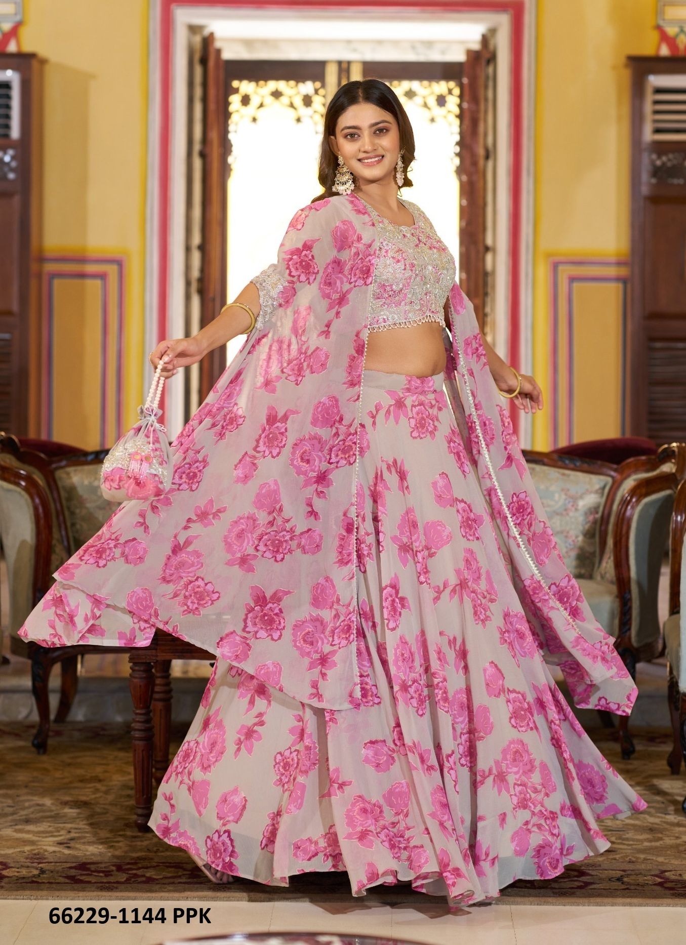SERIES 1144 - Catalog # 66229 (Set of 4 Readymade Lehengas)