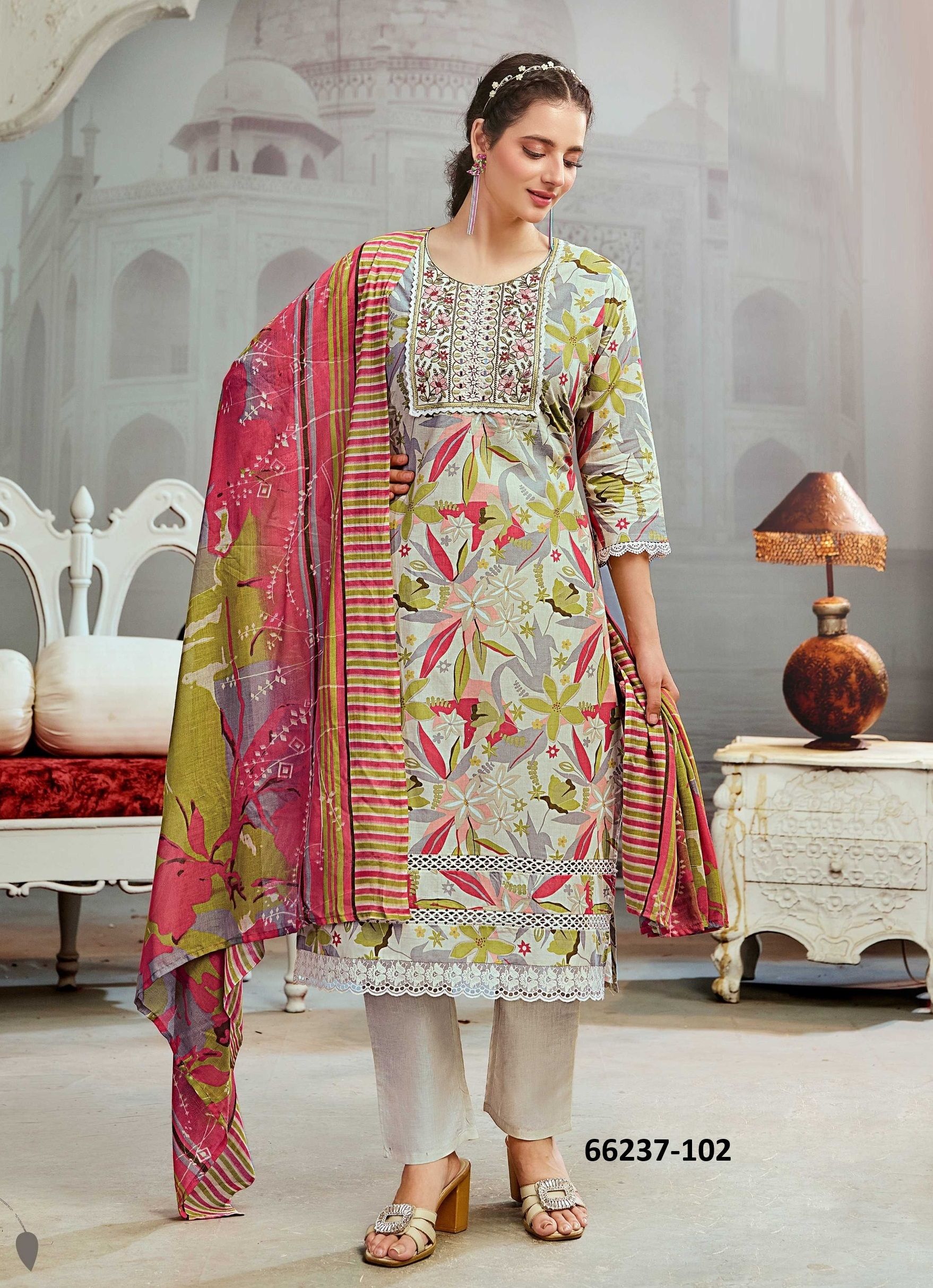 COTTON CROWN - Catalog # 66237 (Set of 6 Readymade Salwar Suits) COTTON CROWN - Catalog # 66237 (Set of 6 Readymade Salwar Suits)