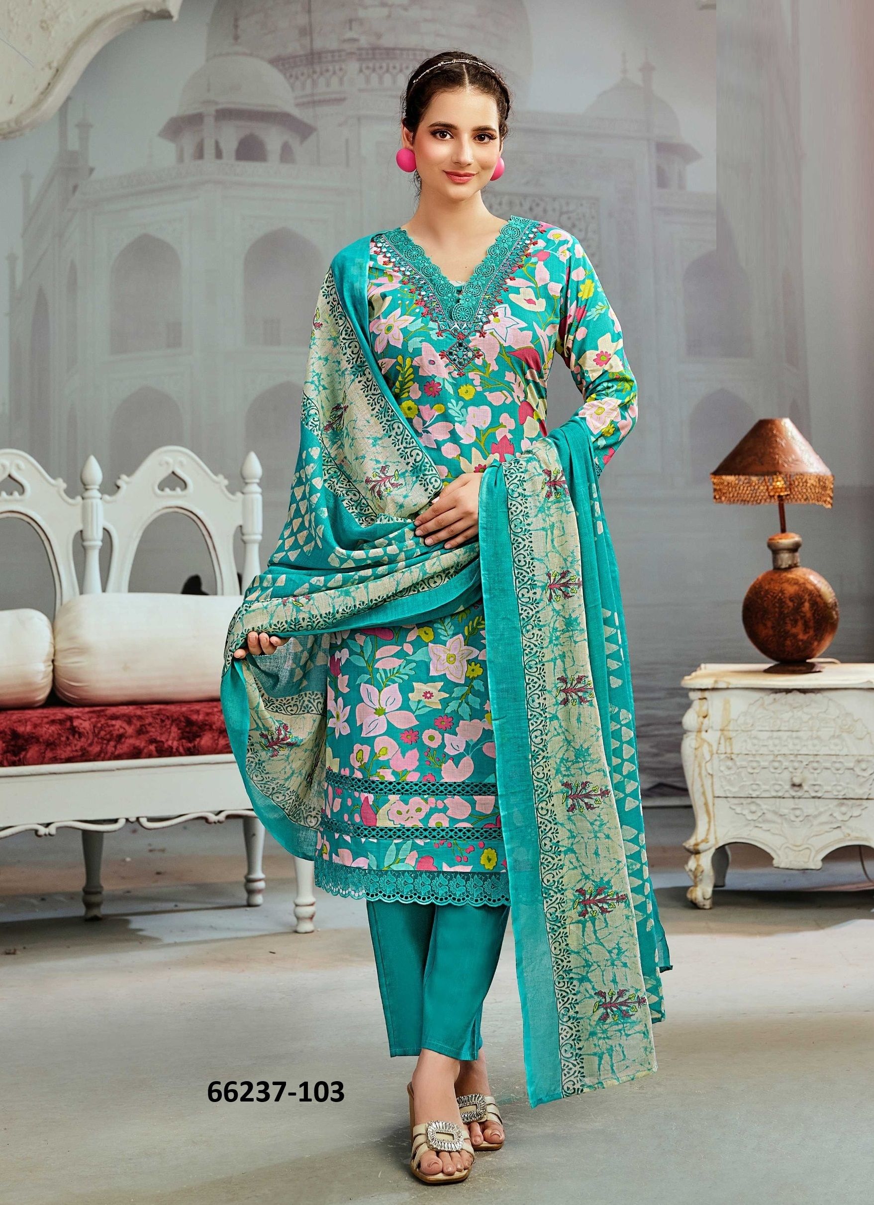 COTTON CROWN - Catalog # 66237 (Set of 6 Readymade Salwar Suits) COTTON CROWN - Catalog # 66237 (Set of 6 Readymade Salwar Suits)