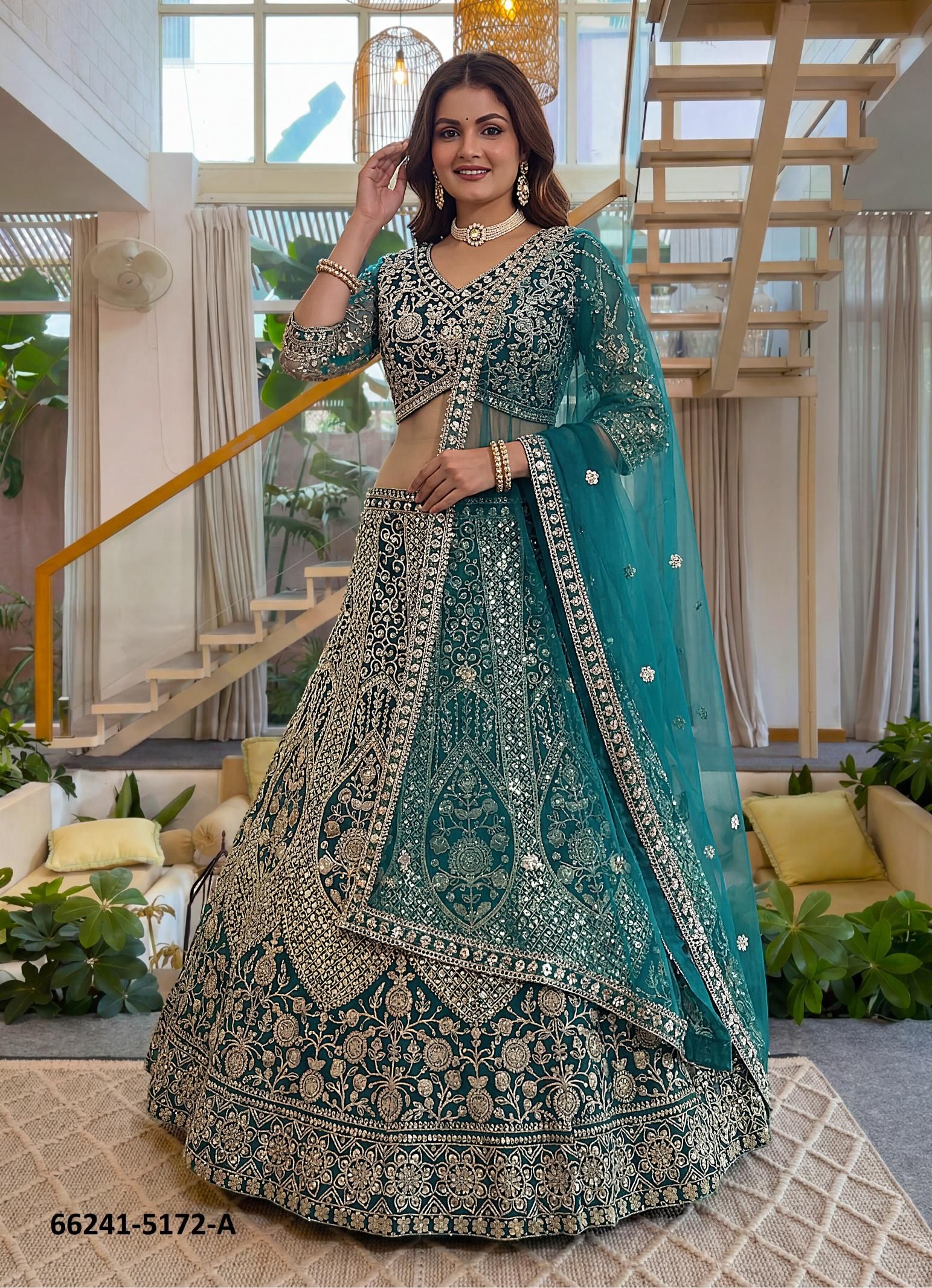 SERIES 5172 - Catalog # 66241 (Set of 3 Semi-Stitched Lehengas) SERIES 5172 - Catalog # 66241 (Set of 3 Semi-Stitched Lehengas)
