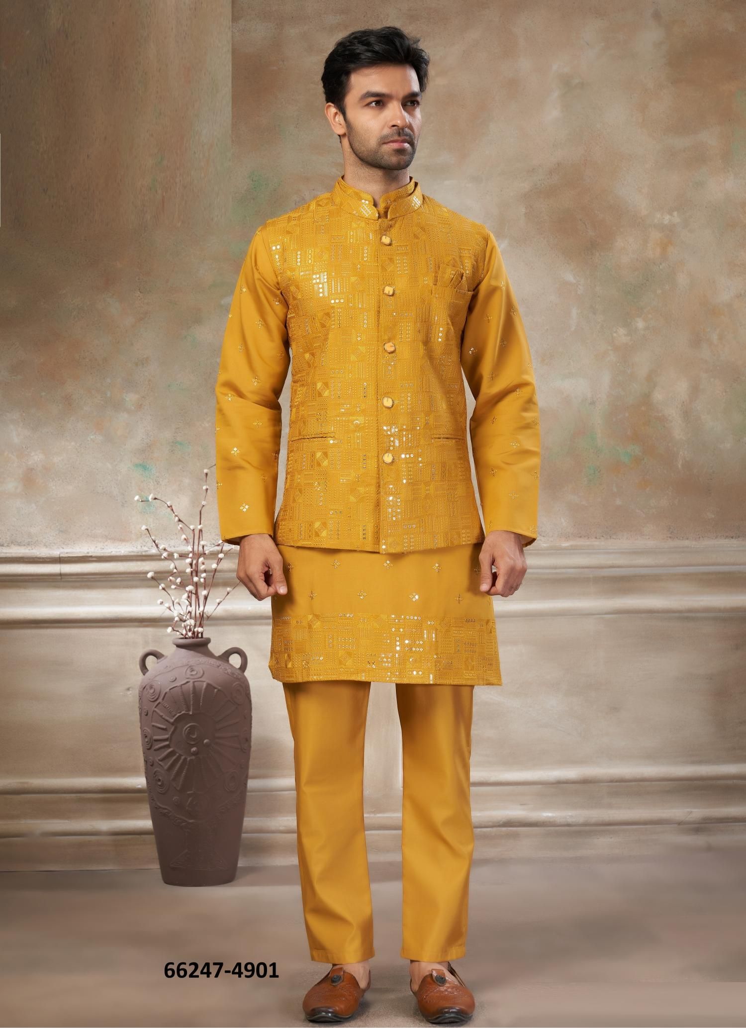 WEDDING COLLECTION 49 - Catalog # 66247 (Set of 5 Men's Ethnic Wear) WEDDING COLLECTION 49 - Catalog # 66247 (Set of 5 Men's Ethnic Wear)