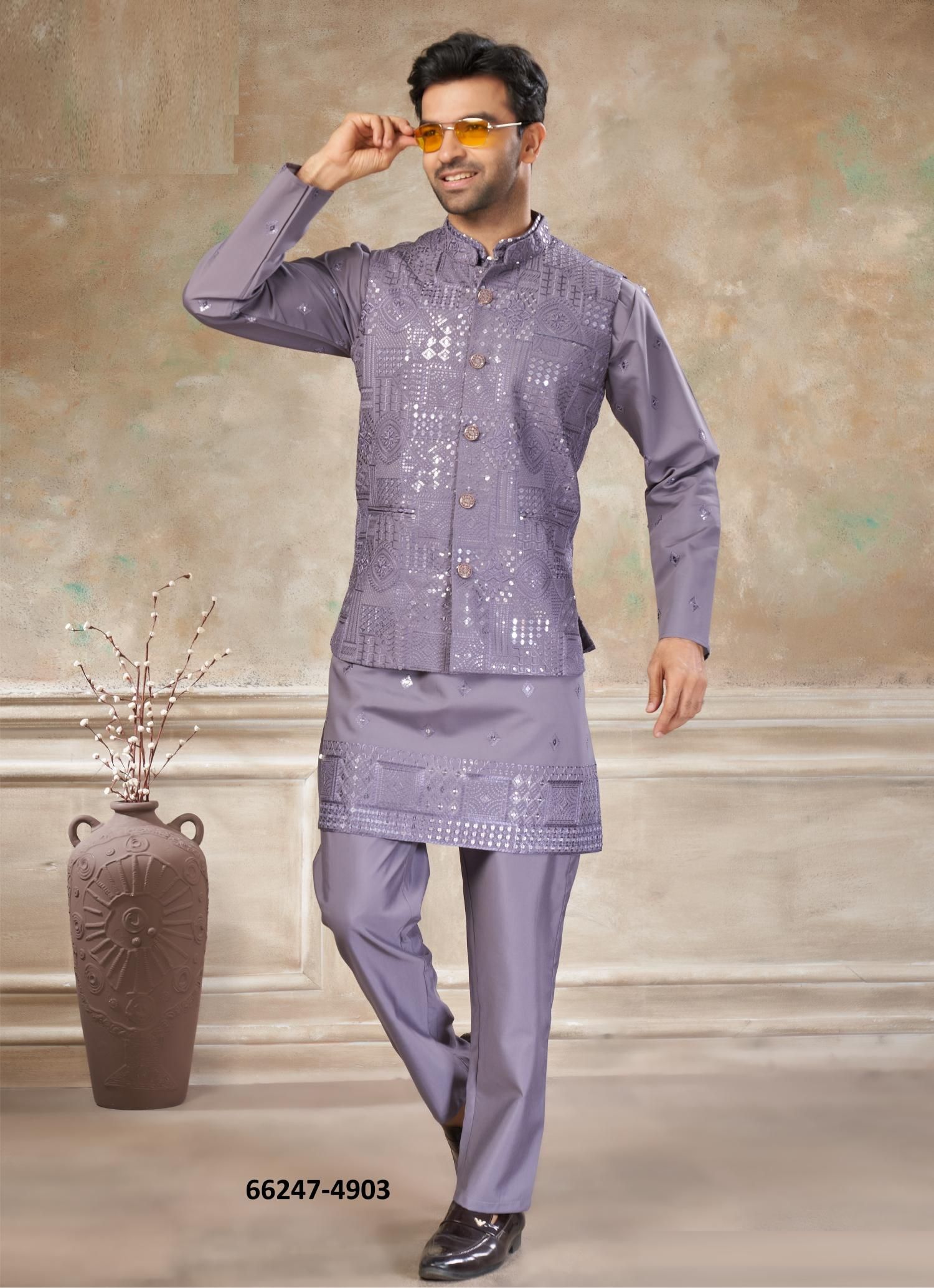 WEDDING COLLECTION 49 - Catalog # 66247 (Set of 5 Men's Ethnic Wear) WEDDING COLLECTION 49 - Catalog # 66247 (Set of 5 Men's Ethnic Wear)