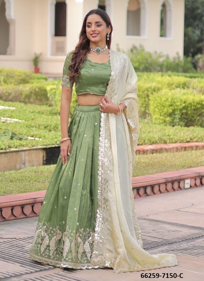SERIES 7150 - Catalog # 66259 (Set of 3 Semi-Stitched Lehengas) SERIES 7150 - Catalog # 66259 (Set of 3 Semi-Stitched Lehengas)
