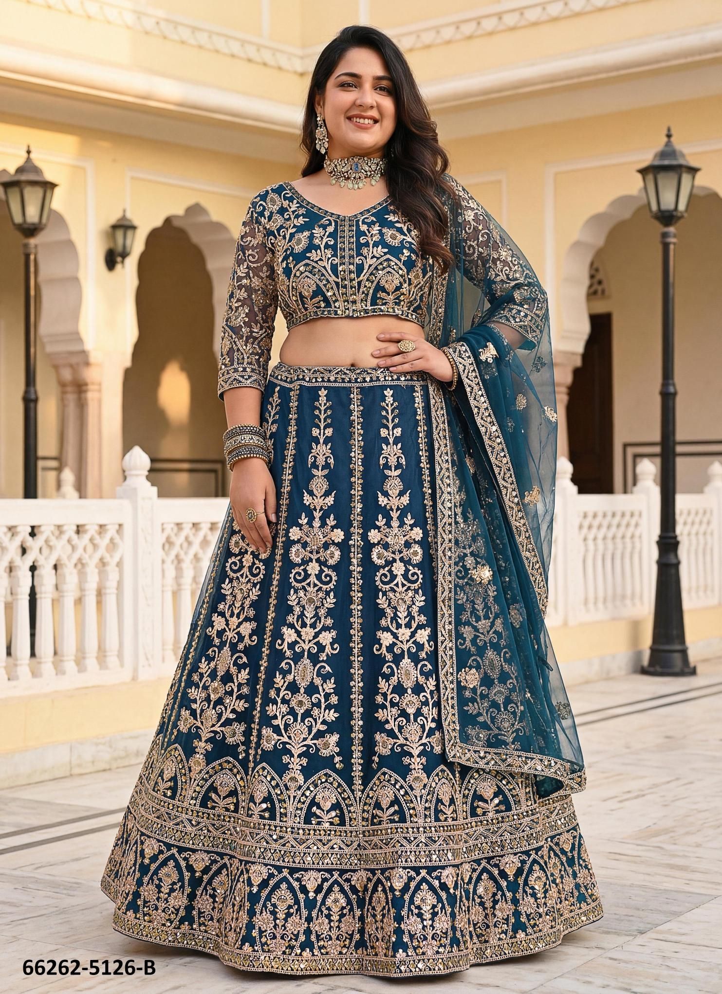 SERIES 5126 - Catalog # 66262 (Set of 3 Semi-Stitched Lehengas)