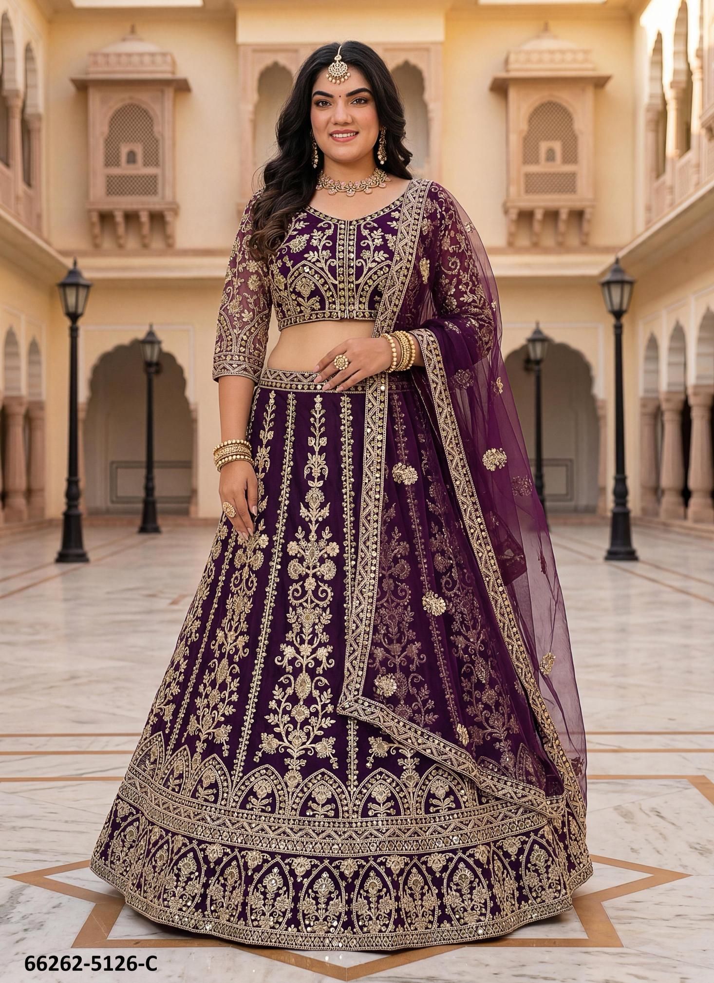 SERIES 5126 - Catalog # 66262 (Set of 3 Semi-Stitched Lehengas)