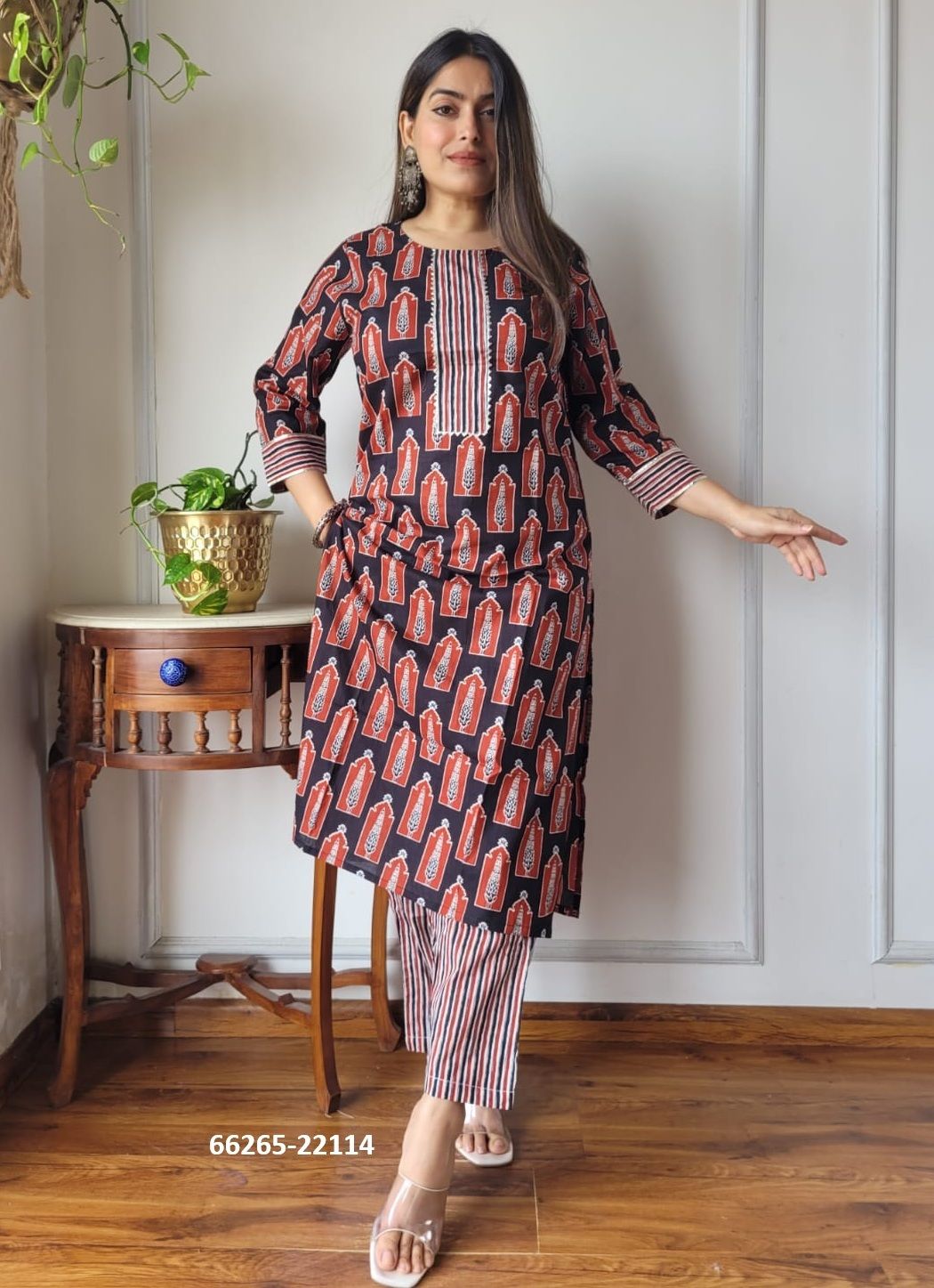 HAND BLOCK PRINTED CO-ORD SETS 7 - Catalog # 66265 (Set of 10 Tops With Bottoms)