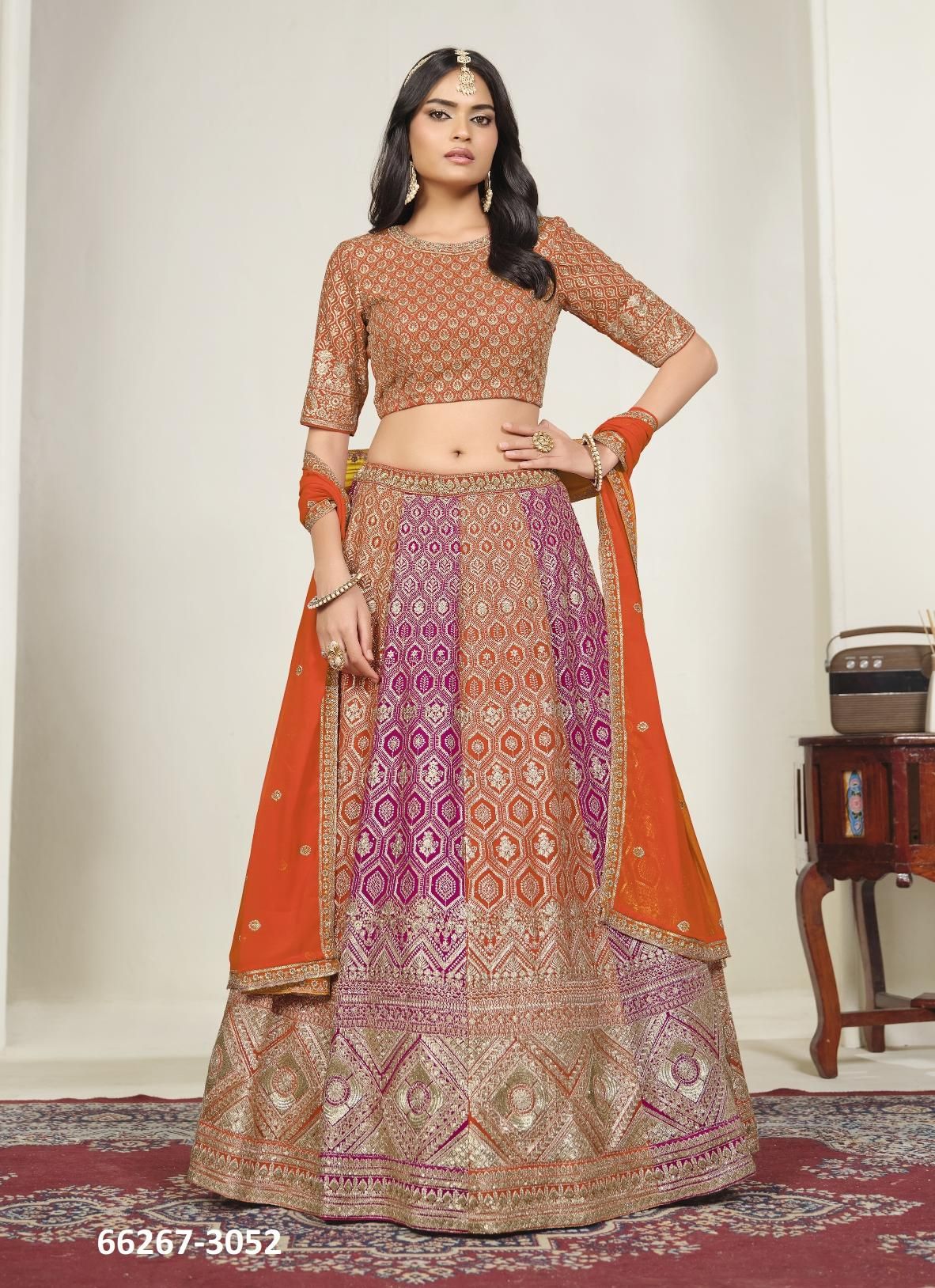 MEHVISH 35 - Catalog # 66267 (Set of 2 Semi-Stitched Lehengas)