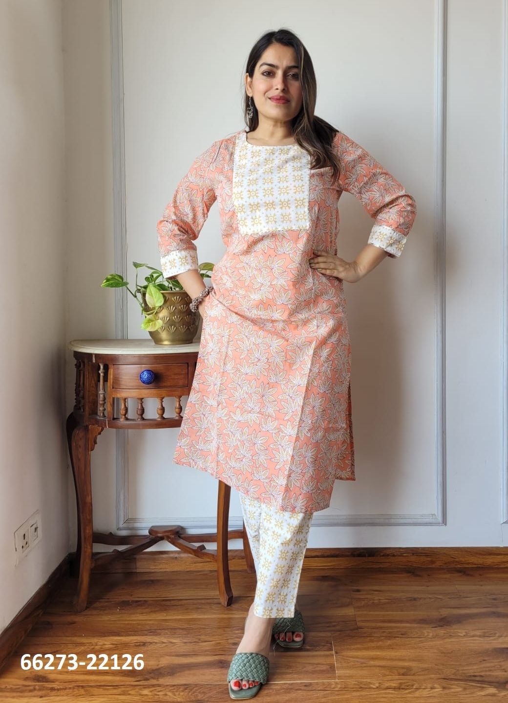 HAND BLOCK PRINTED CO-ORD SETS 8 - Catalog # 66273 (Set of 10 Tops With Bottoms)