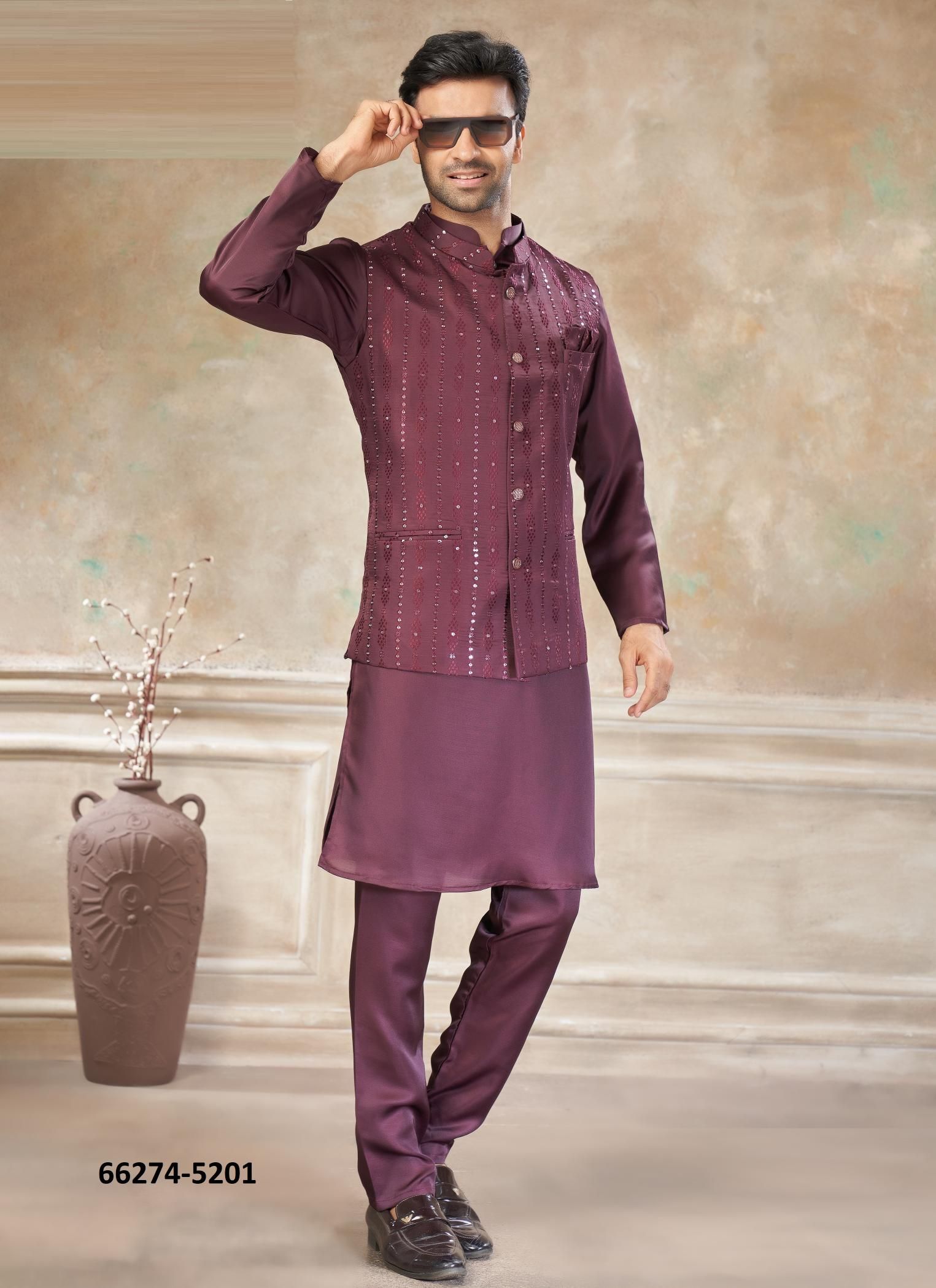 WEDDING COLLECTION 52 - Catalog # 66274 (Set of 5 Men's Ethnic Wear) WEDDING COLLECTION 52 - Catalog # 66274 (Set of 5 Men's Ethnic Wear)