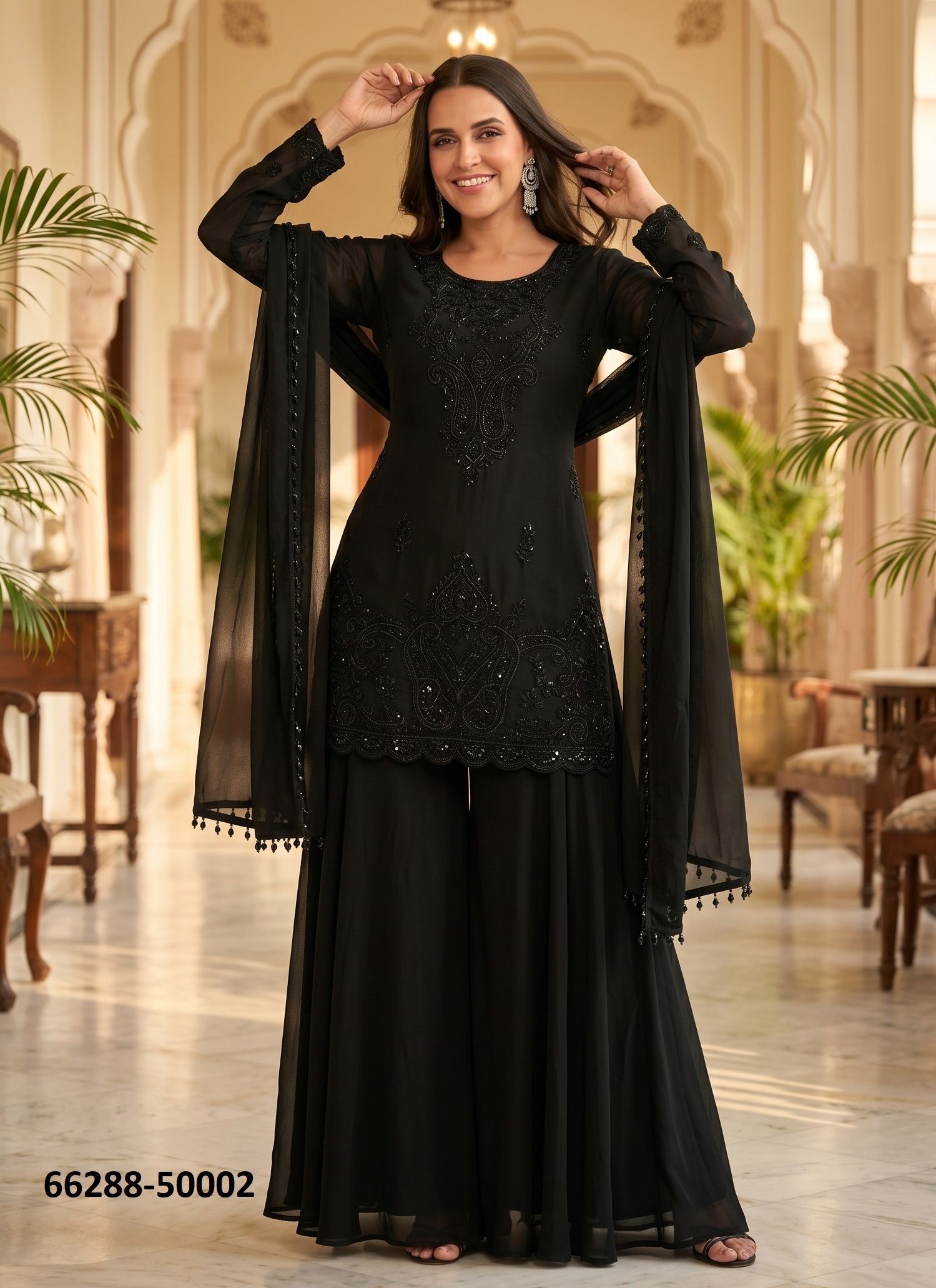 BLACK BEAUTIES - Catalog # 66288 (Set of 2 Readymade Salwar Suits)