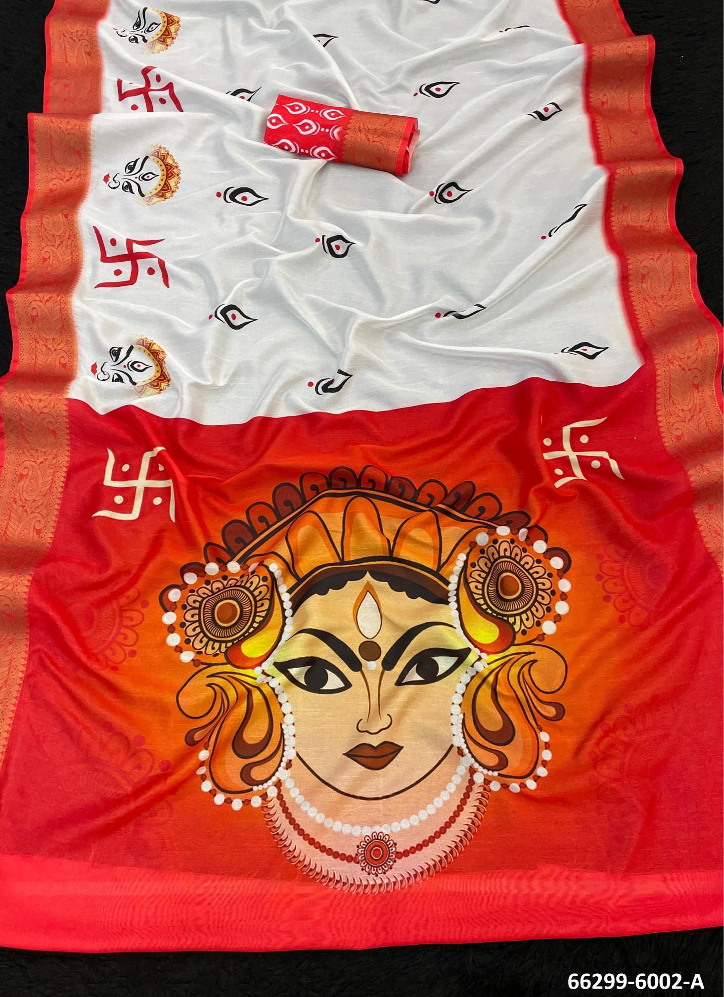 DURGA POOJA SPECIAL 6002 - Catalog # 66299 (Set of 8 Sarees)