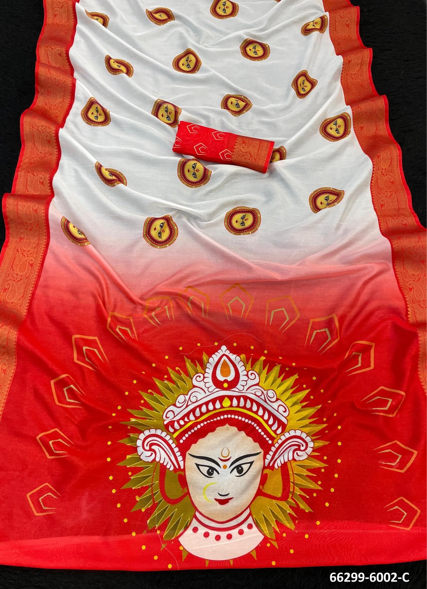 DURGA POOJA SPECIAL 6002 - Catalog # 66299 (Set of 8 Sarees)