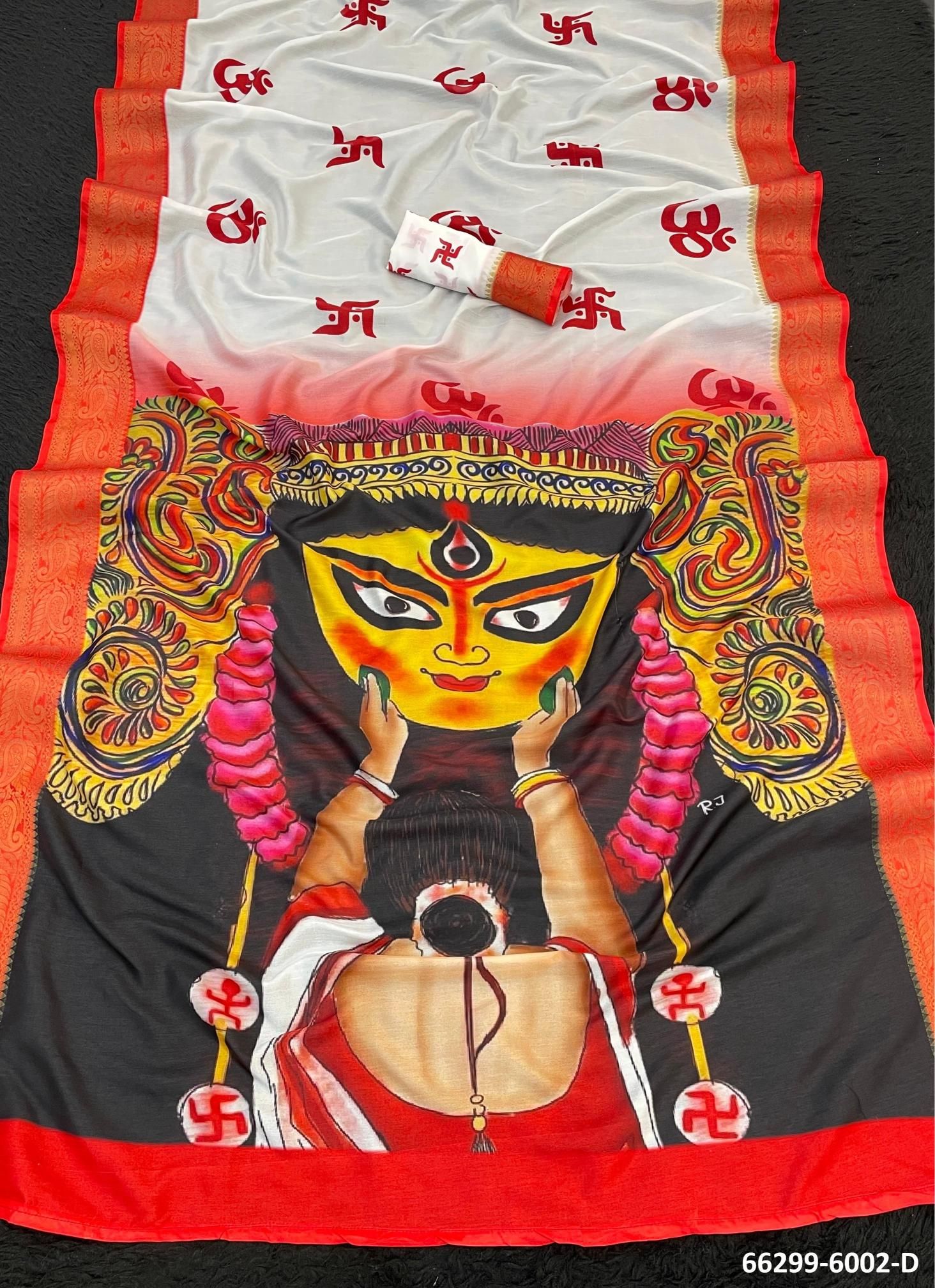 DURGA POOJA SPECIAL 6002 - Catalog # 66299 (Set of 8 Sarees)